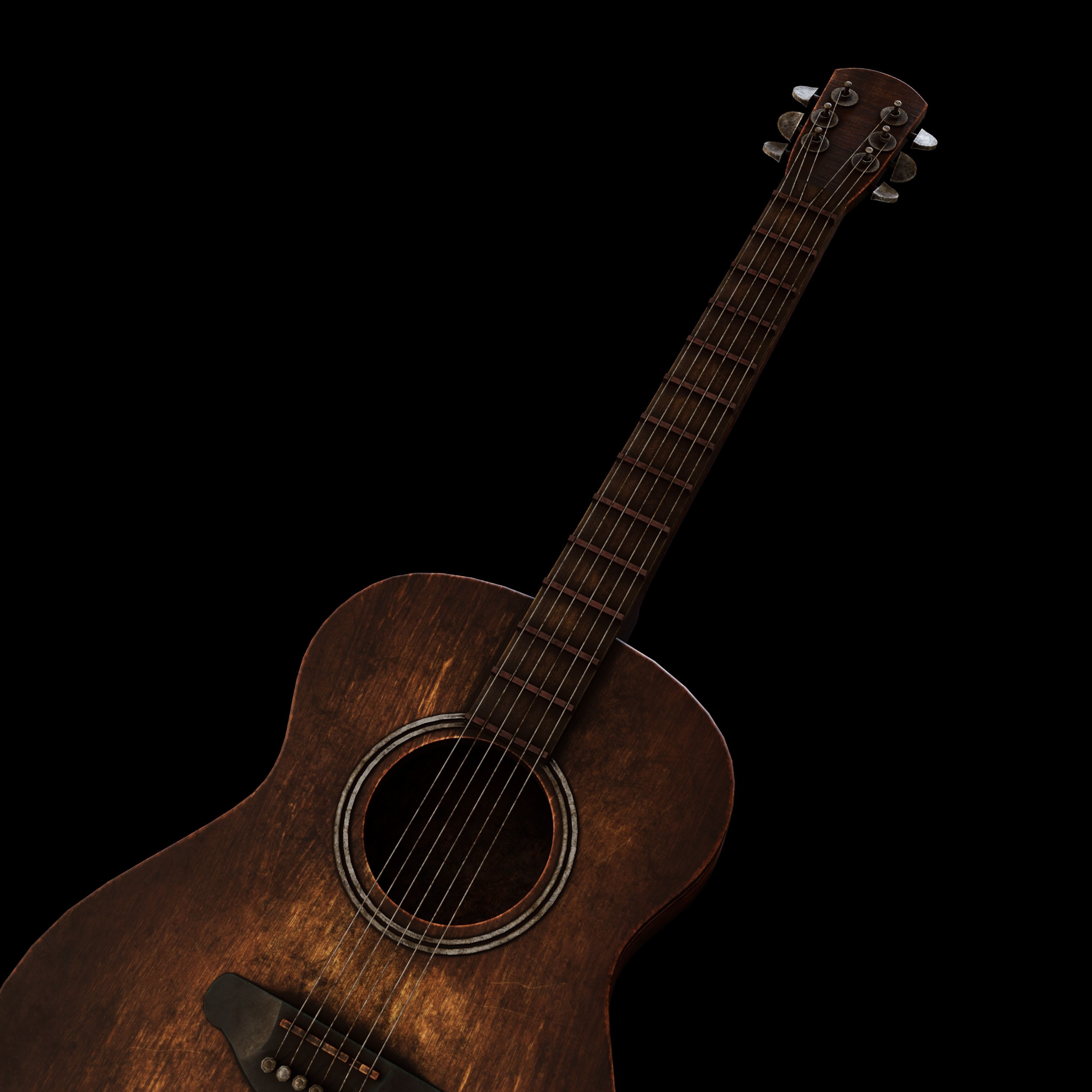 Guitar and chair Textured Model 3D model_34
