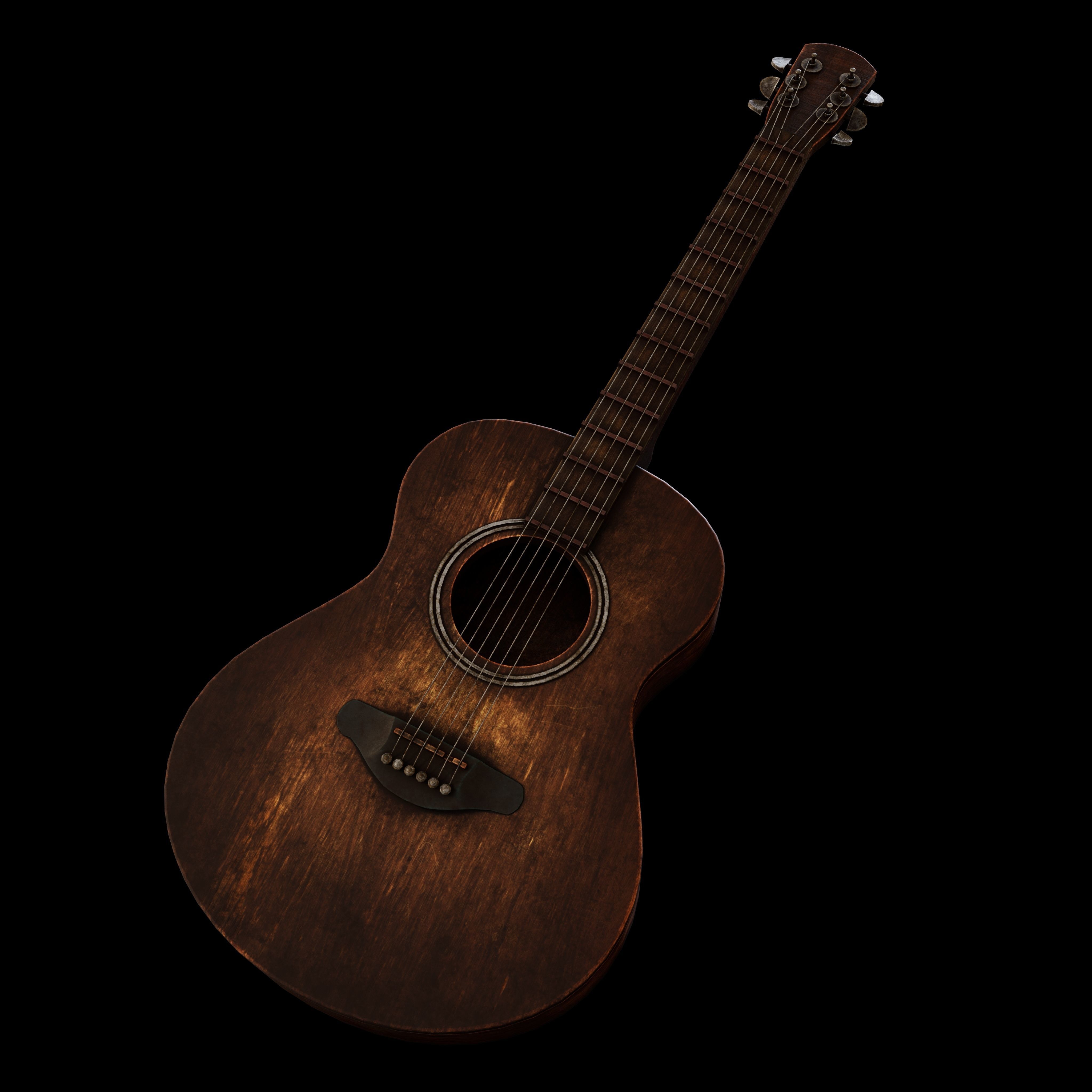 Guitar and chair Textured Model 3D model_5