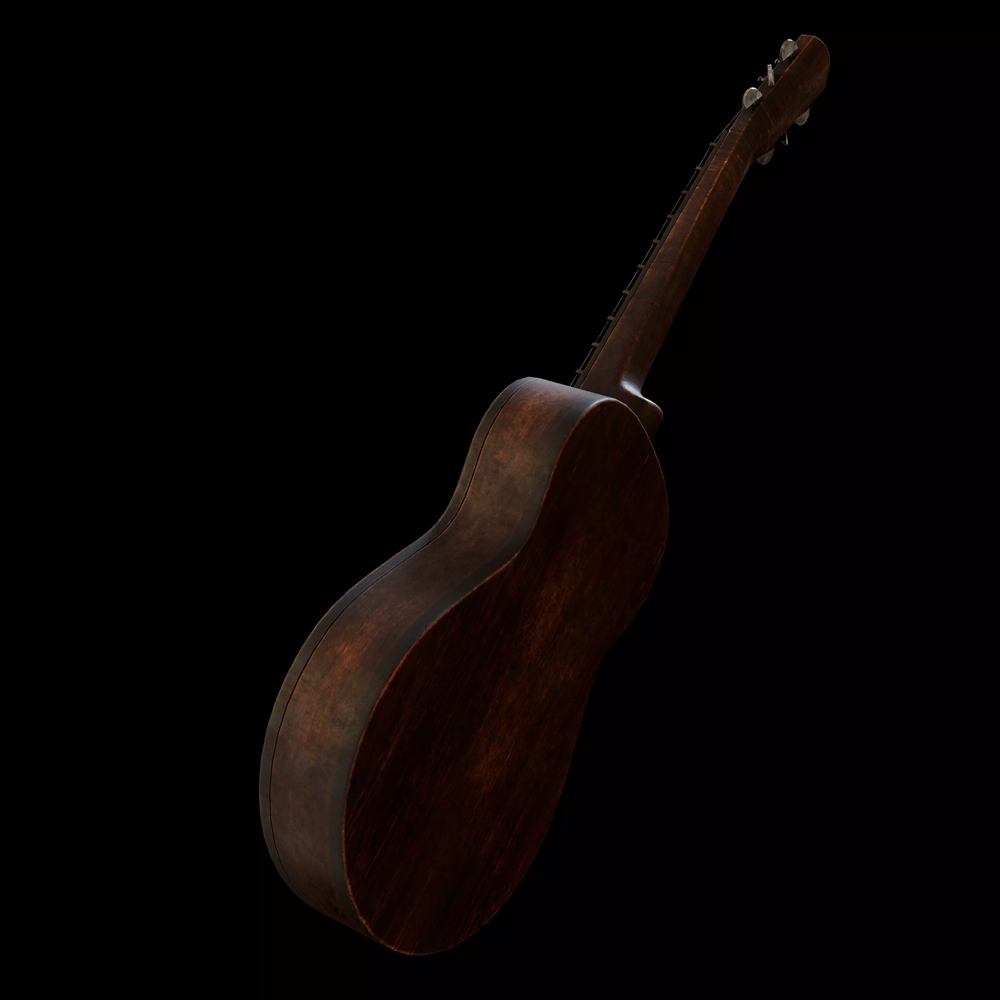 Guitar and chair Textured Model 3D model_0