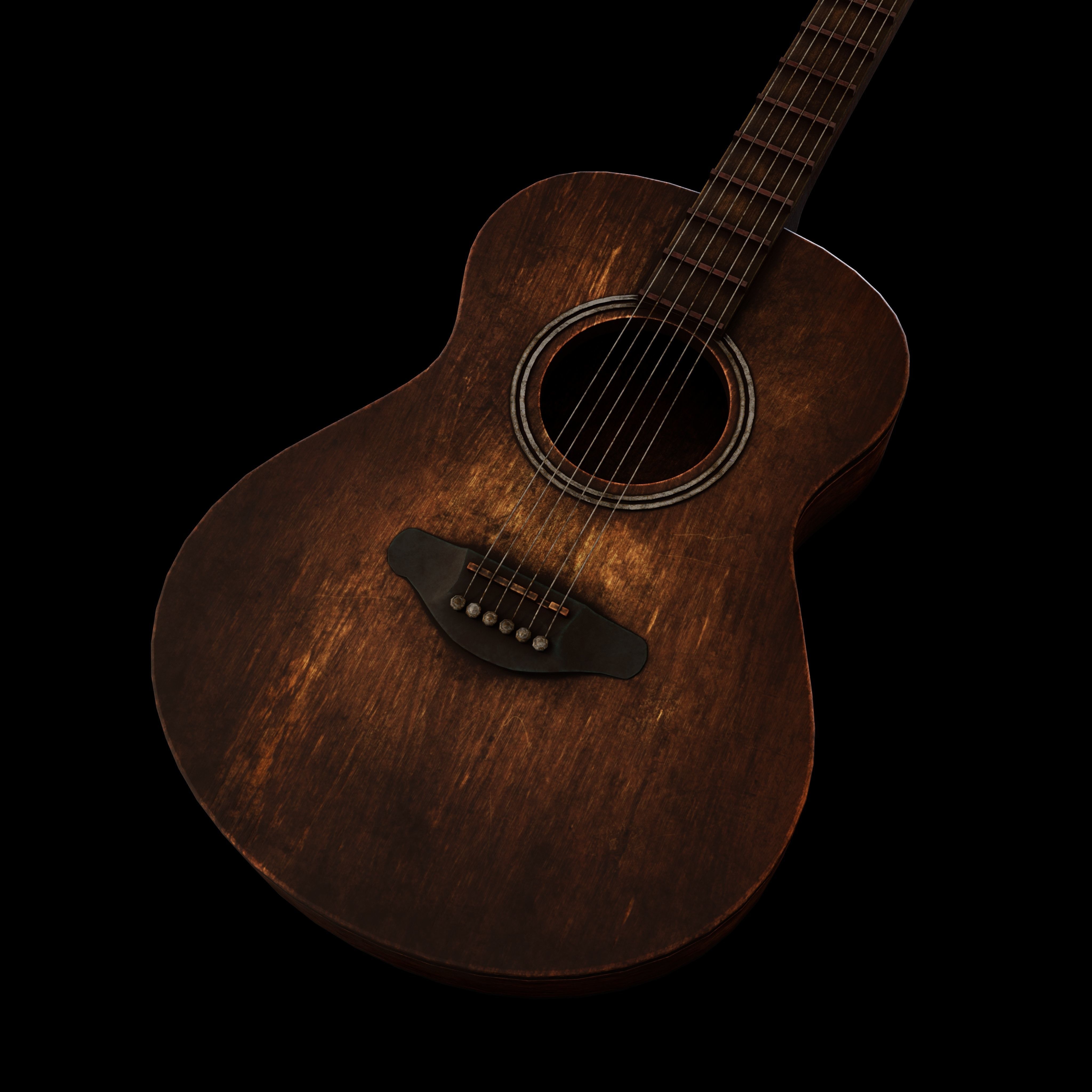 Guitar and chair Textured Model 3D model_25