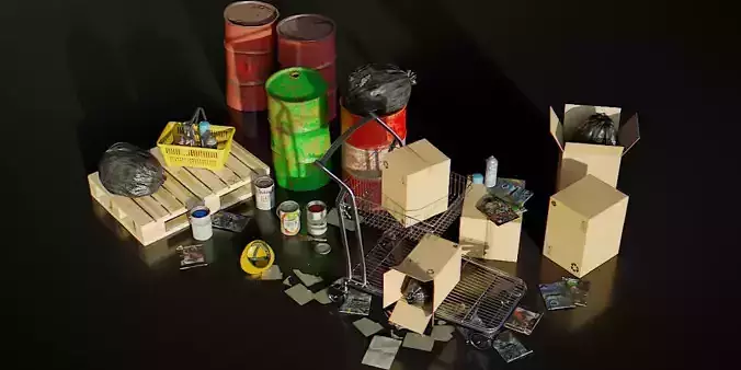 KitBash 3D Shopping Elements Low-poly 3D model
