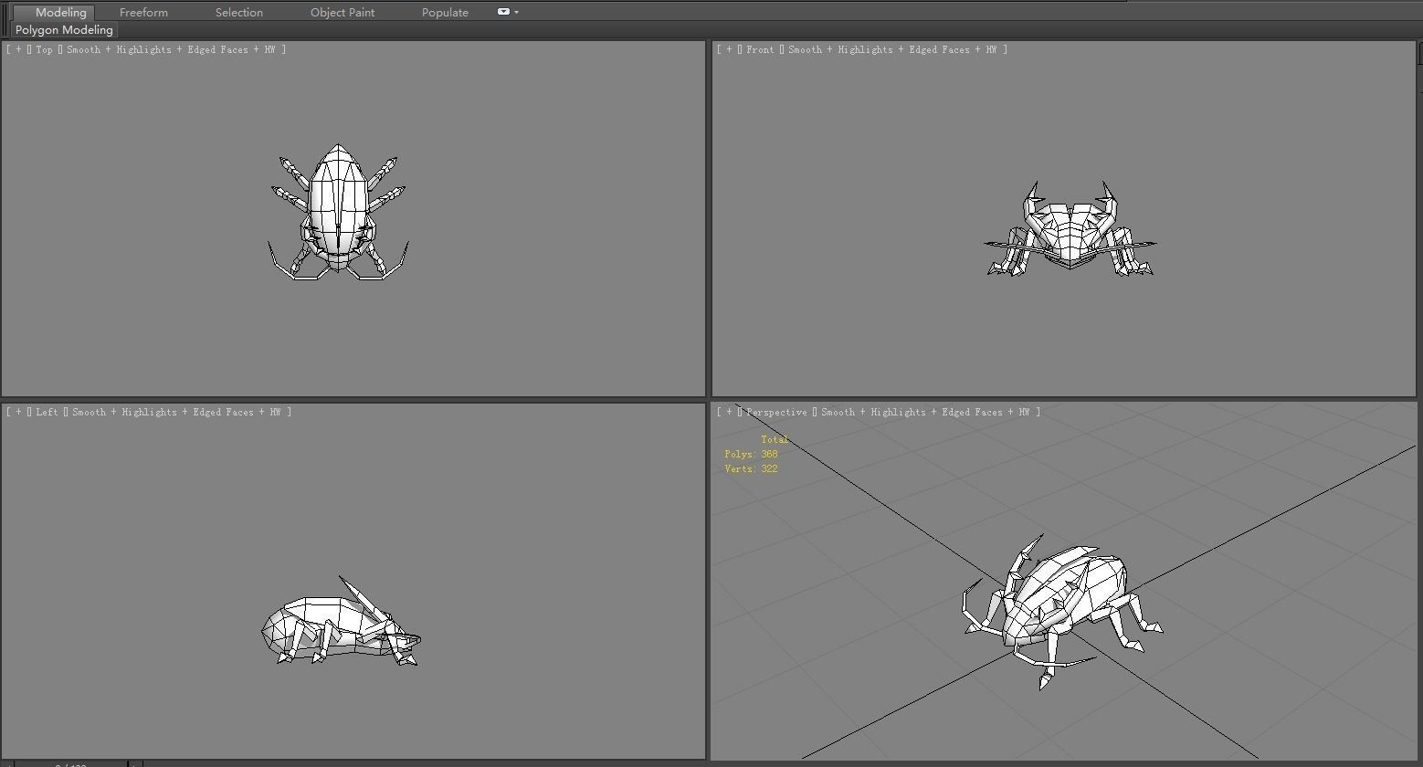 Cartoon golden beetle  Low-poly 3D model_5