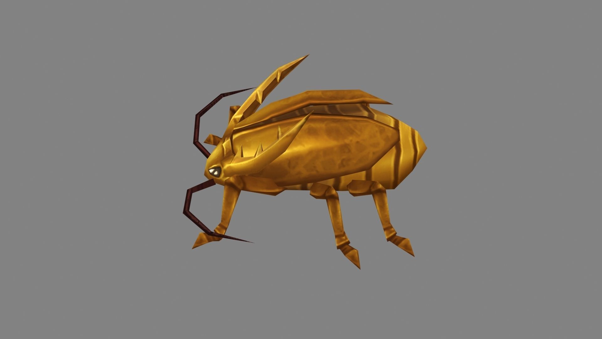 Cartoon golden beetle  Low-poly 3D model_1