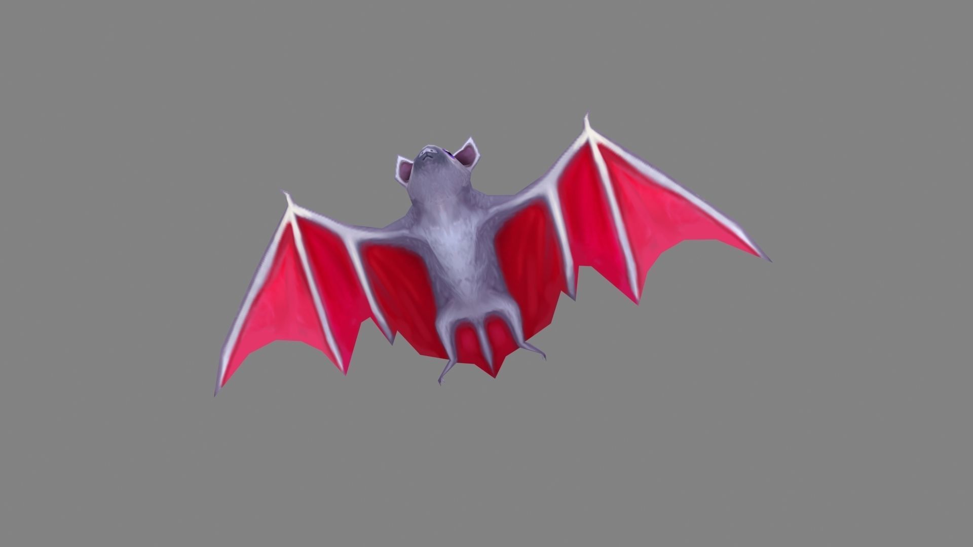Cartoon bat Low-poly 3D model_3