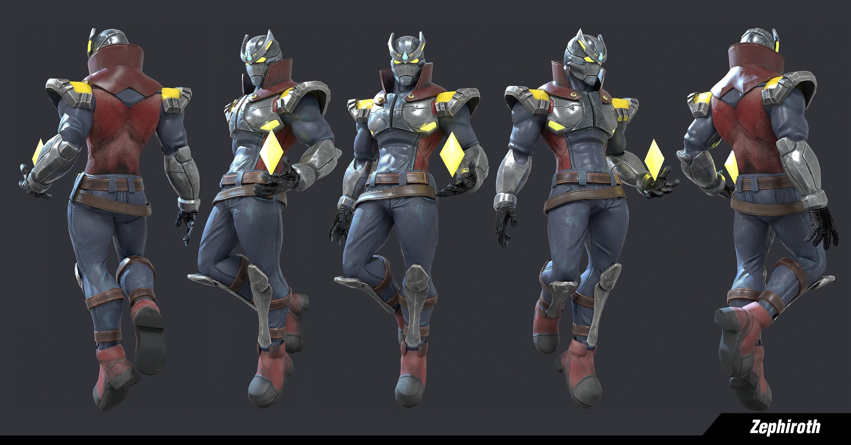 Zephiroth Character Design Low-poly 3D model_3