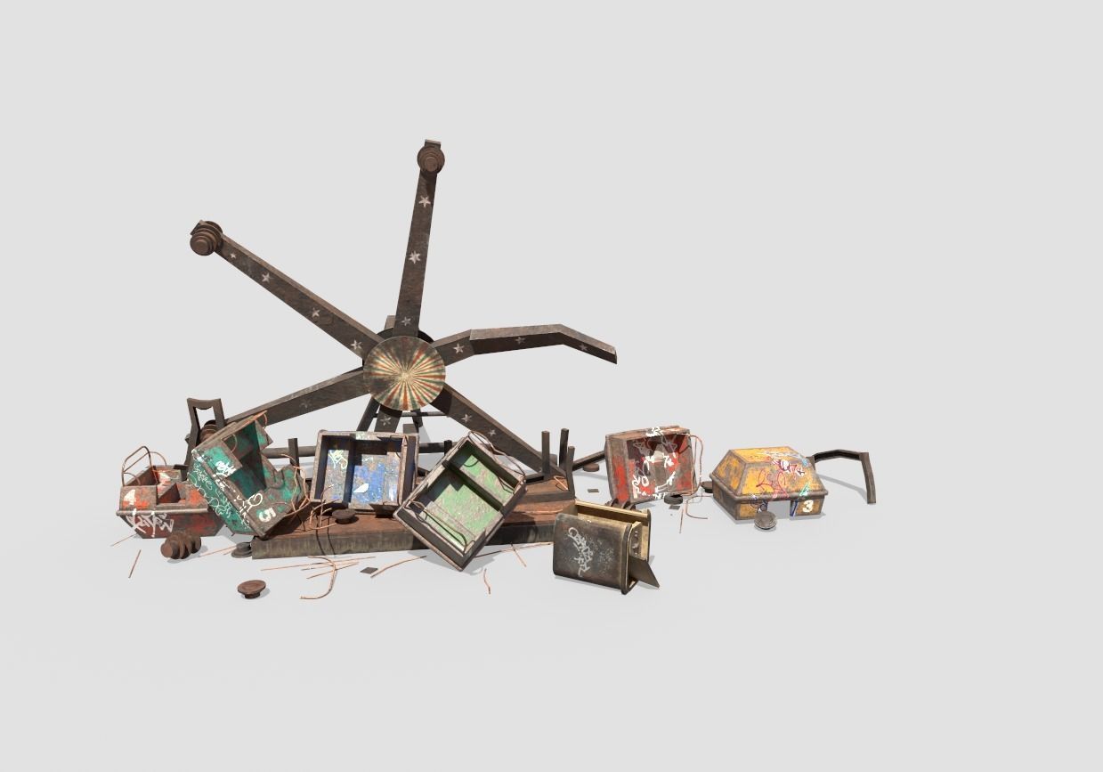 Destroyed Ferris Wheel 3D model_2