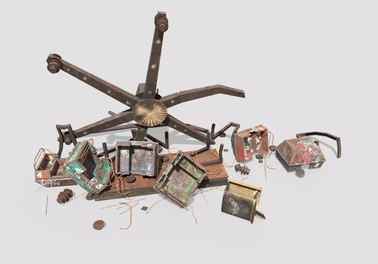 Destroyed Ferris Wheel 3D model_0