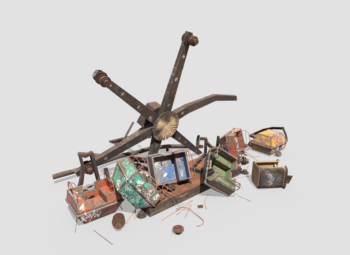 Destroyed Ferris Wheel 3D model_1