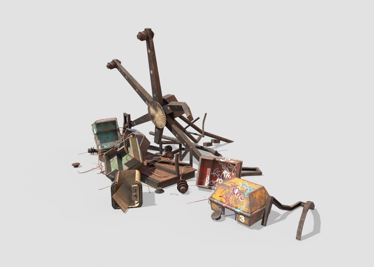 Destroyed Ferris Wheel 3D model_3
