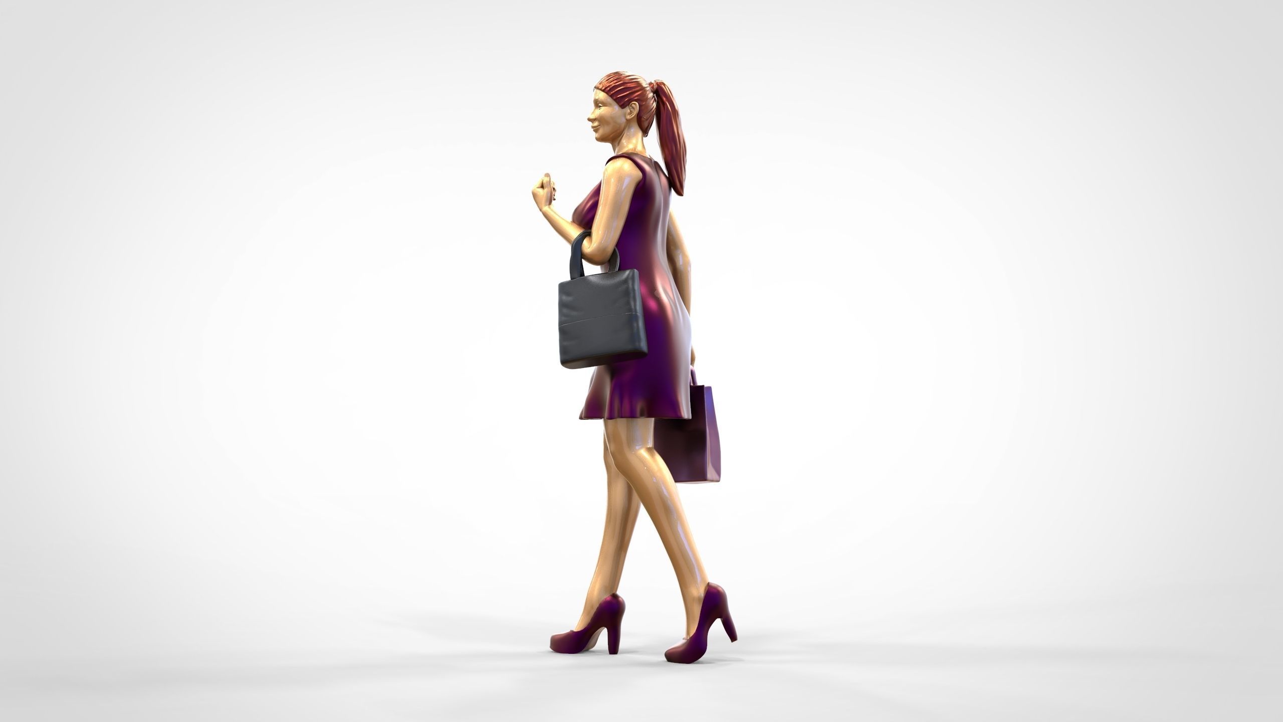 N2 Woman in shopping with shopping bags 3D print model_12