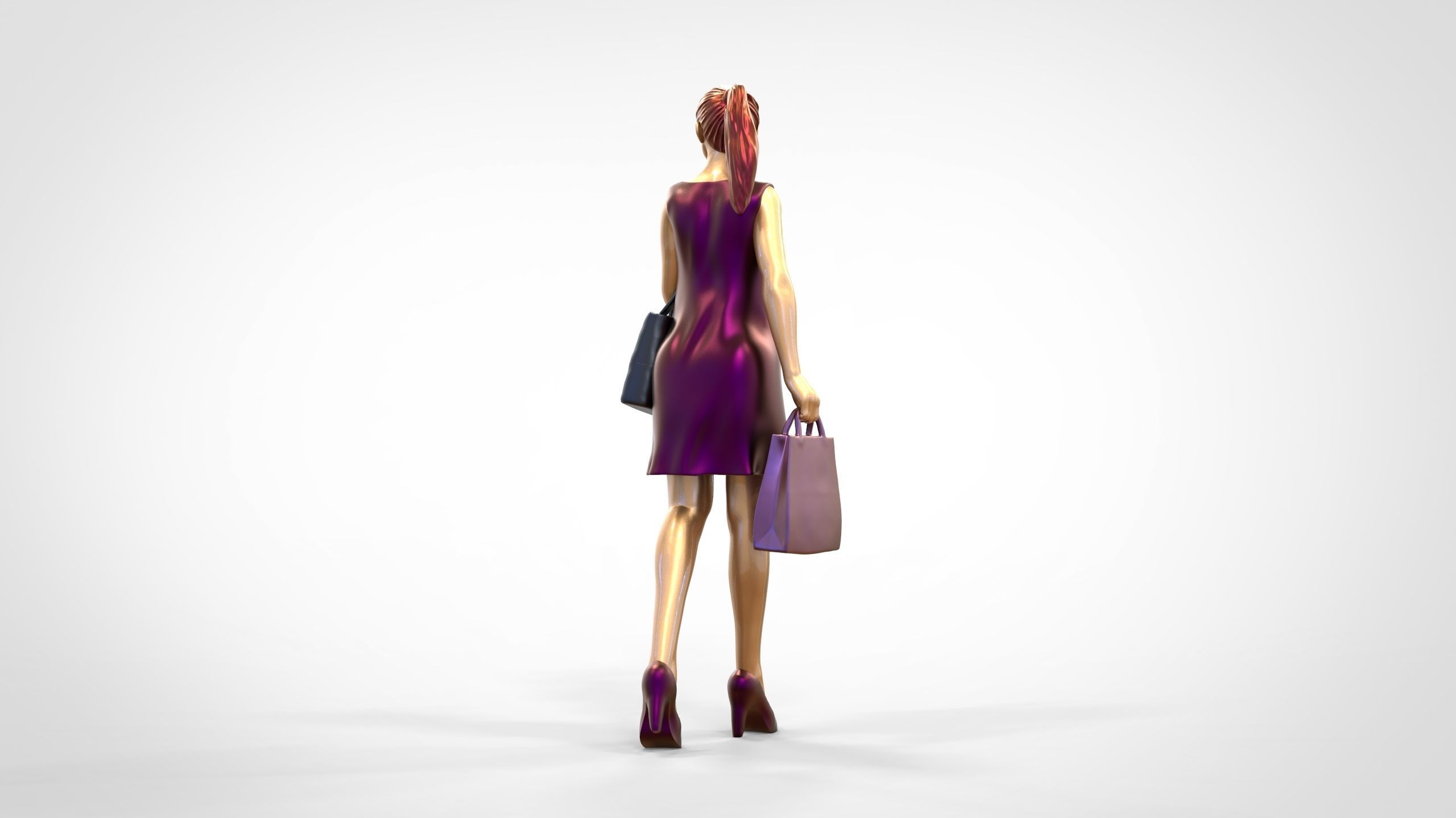 N2 Woman in shopping with shopping bags 3D print model_8