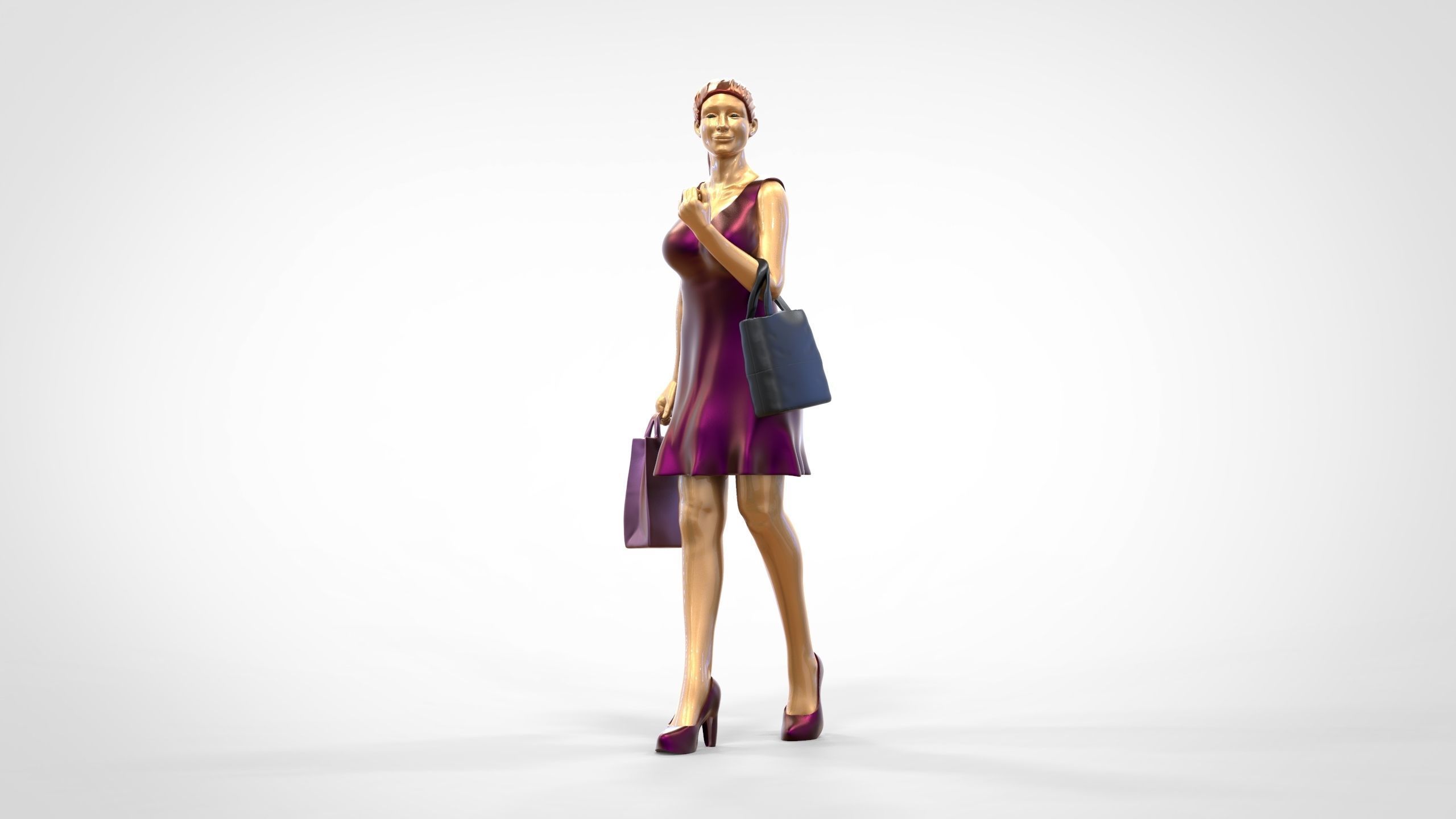 N2 Woman in shopping with shopping bags 3D print model_17