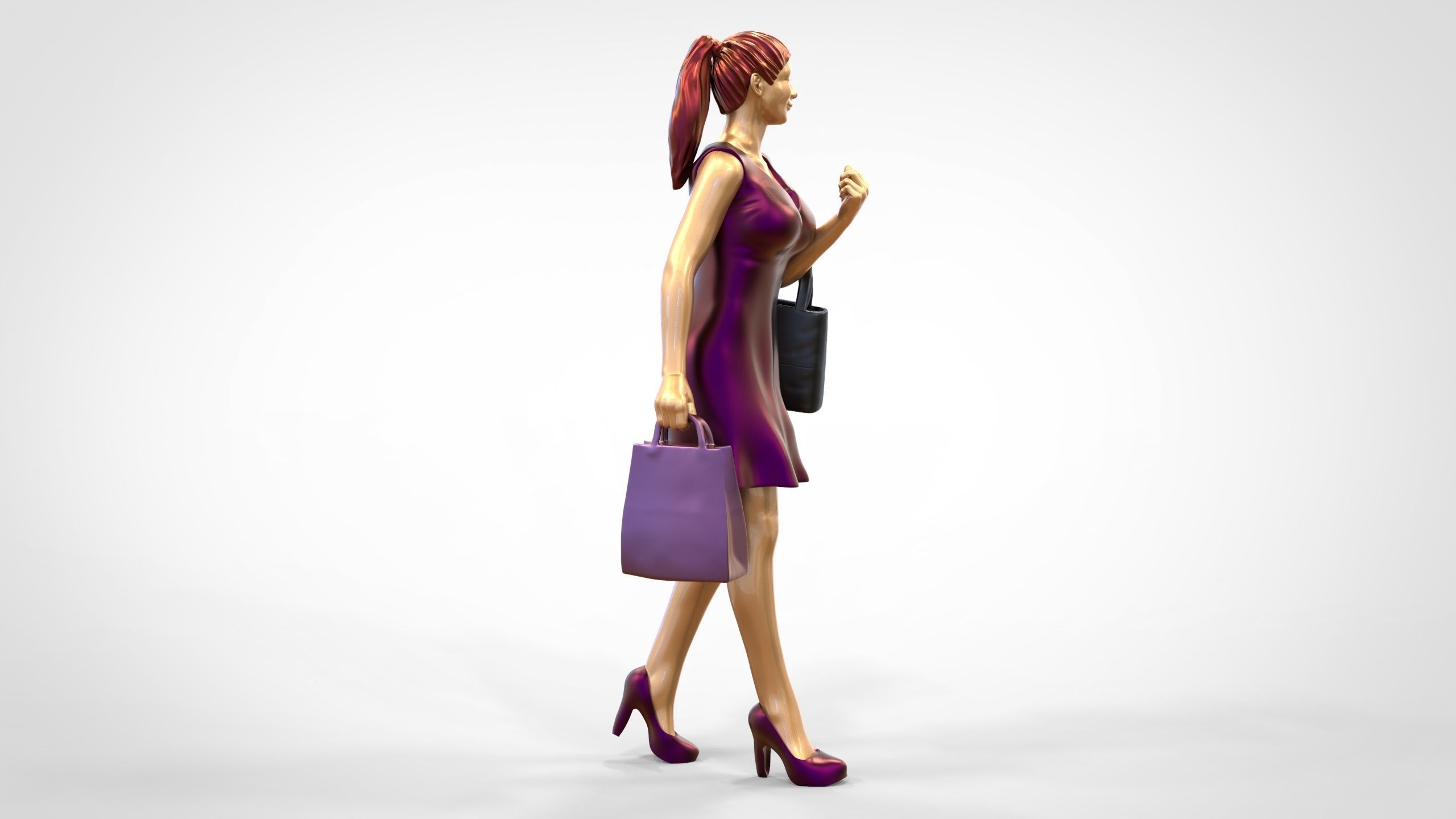 N2 Woman in shopping with shopping bags 3D print model_3