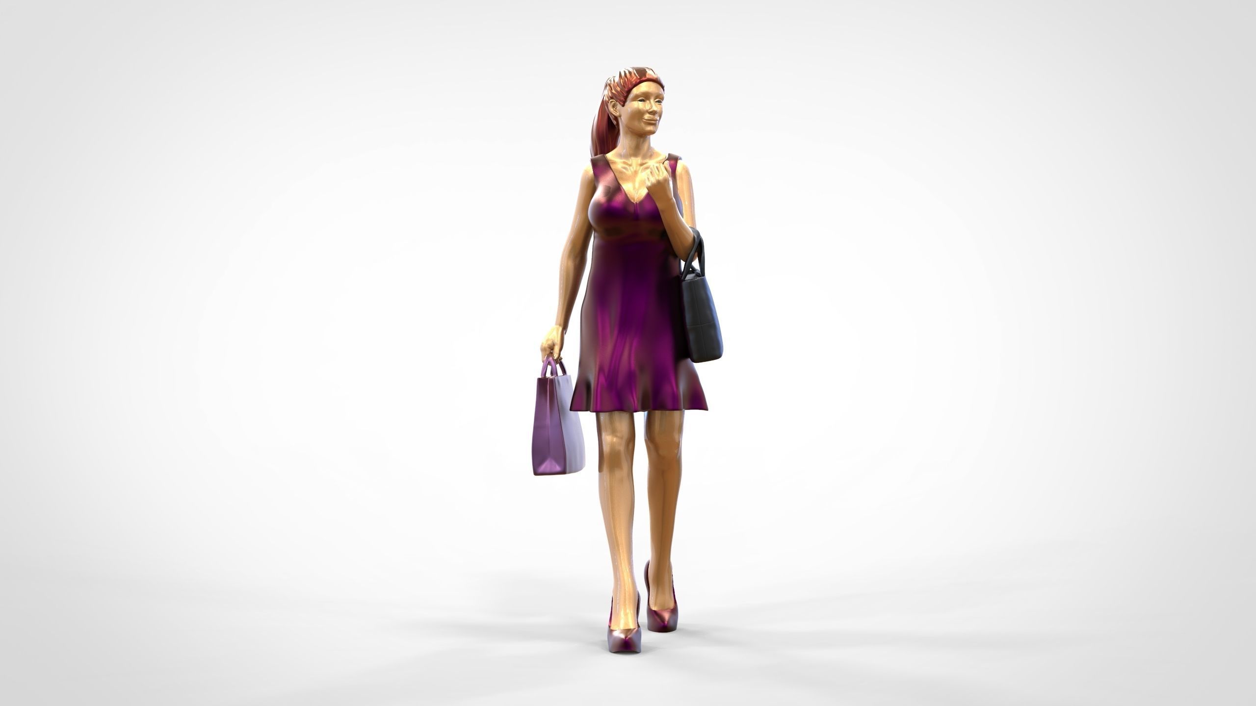 N2 Woman in shopping with shopping bags 3D print model_19
