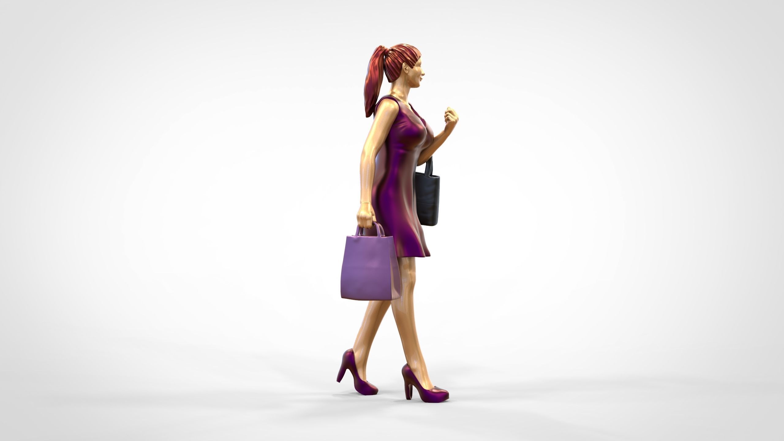 N2 Woman in shopping with shopping bags 3D print model_4