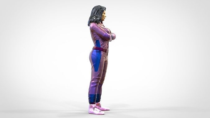 N5 Woman Race Driver Standing 3D print model 3