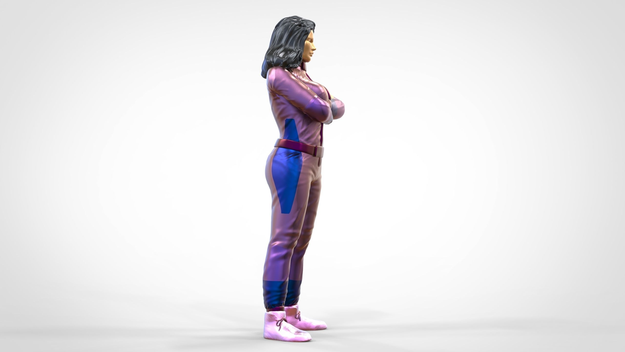 N5 Woman Race Driver Standing 3D print model_2