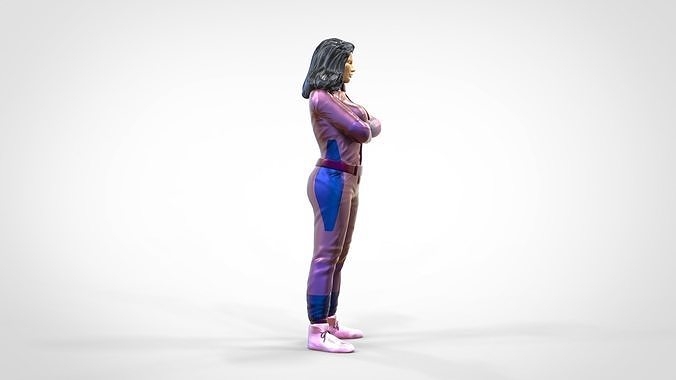 N5 Woman Race Driver Standing 3D print model 6