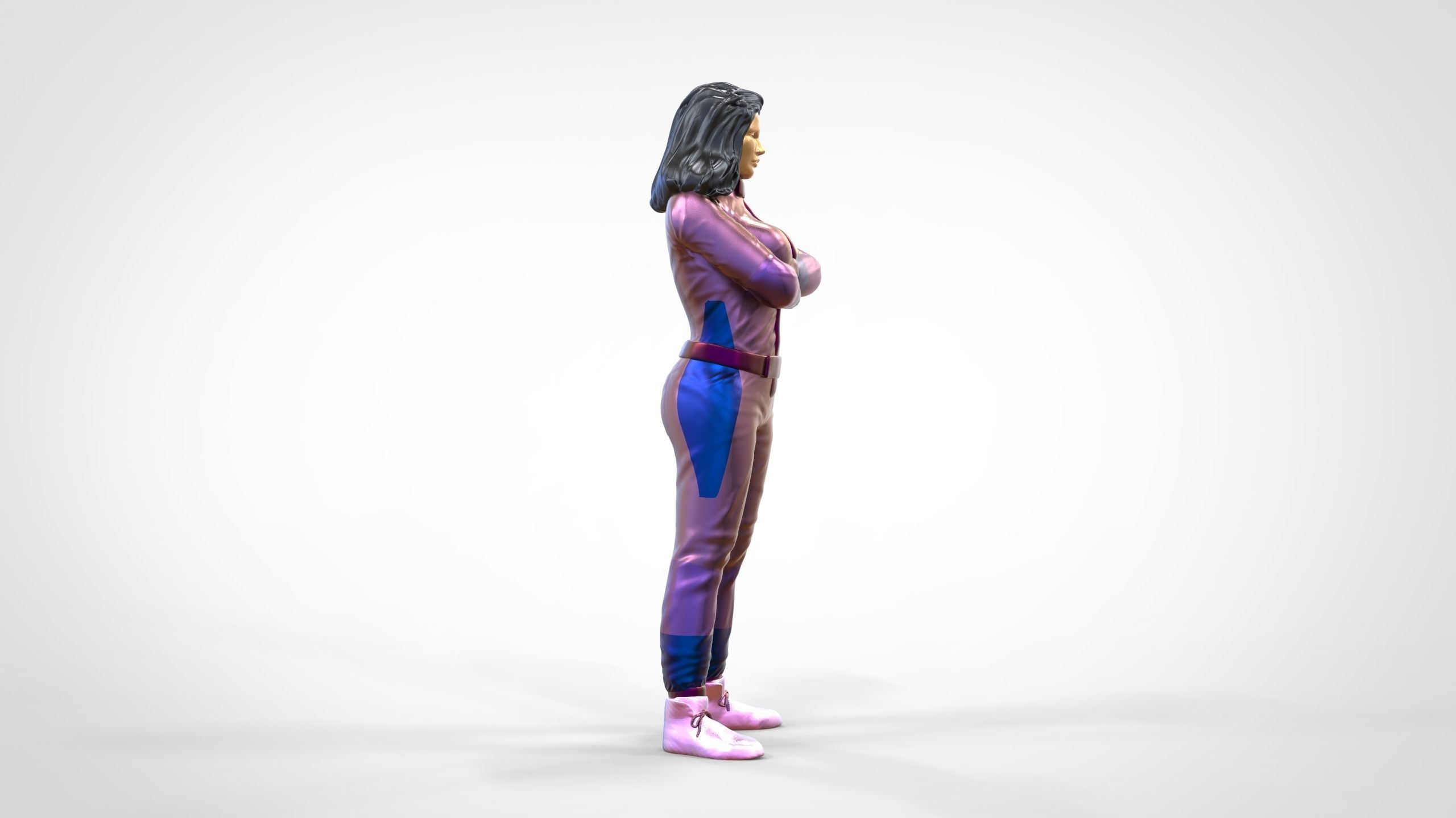 N5 Woman Race Driver Standing 3D print model_5