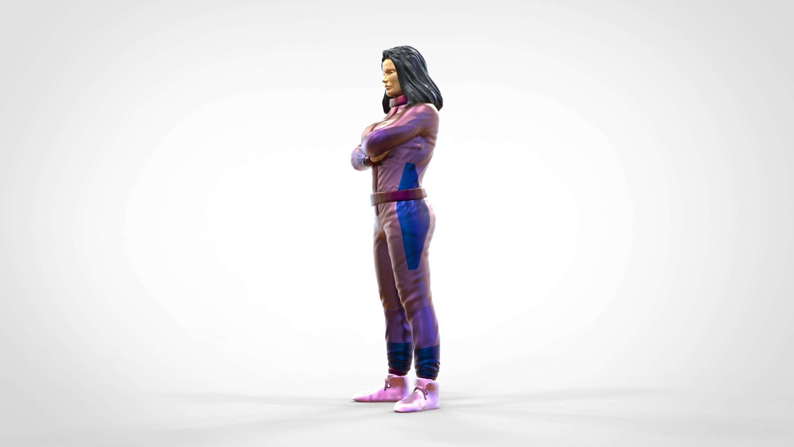 N5 Woman Race Driver Standing 3D print model_17