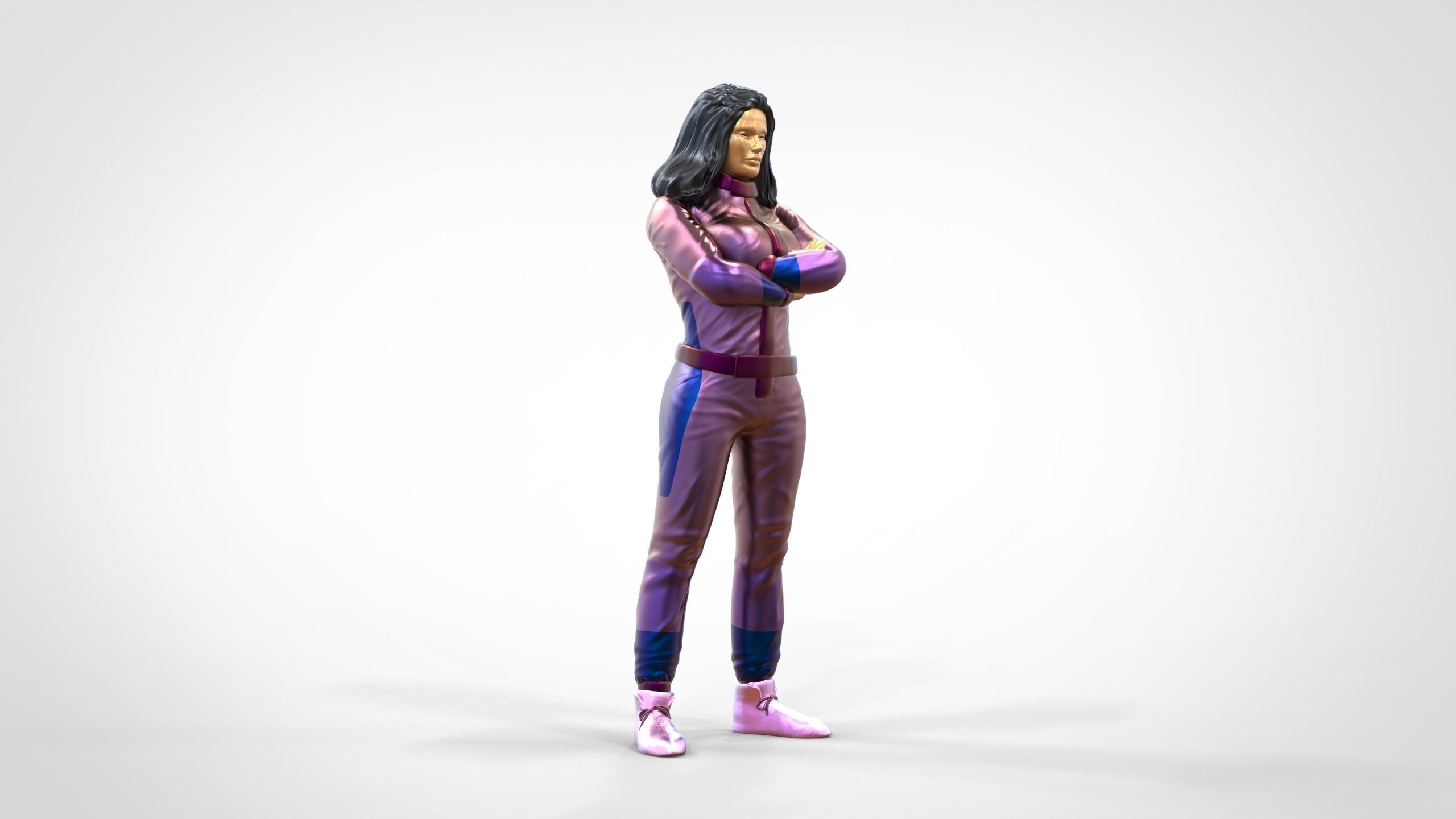 N5 Woman Race Driver Standing 3D print model_23
