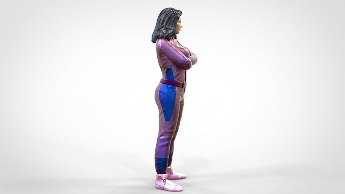 N5 Woman Race Driver Standing 3D print model 5