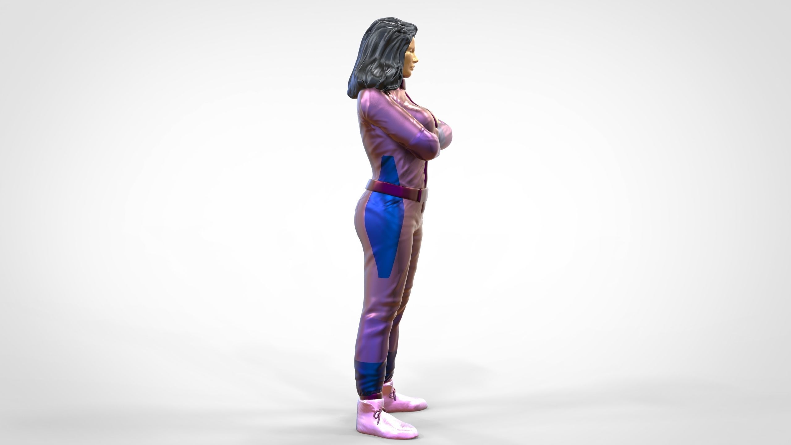 N5 Woman Race Driver Standing 3D print model_4