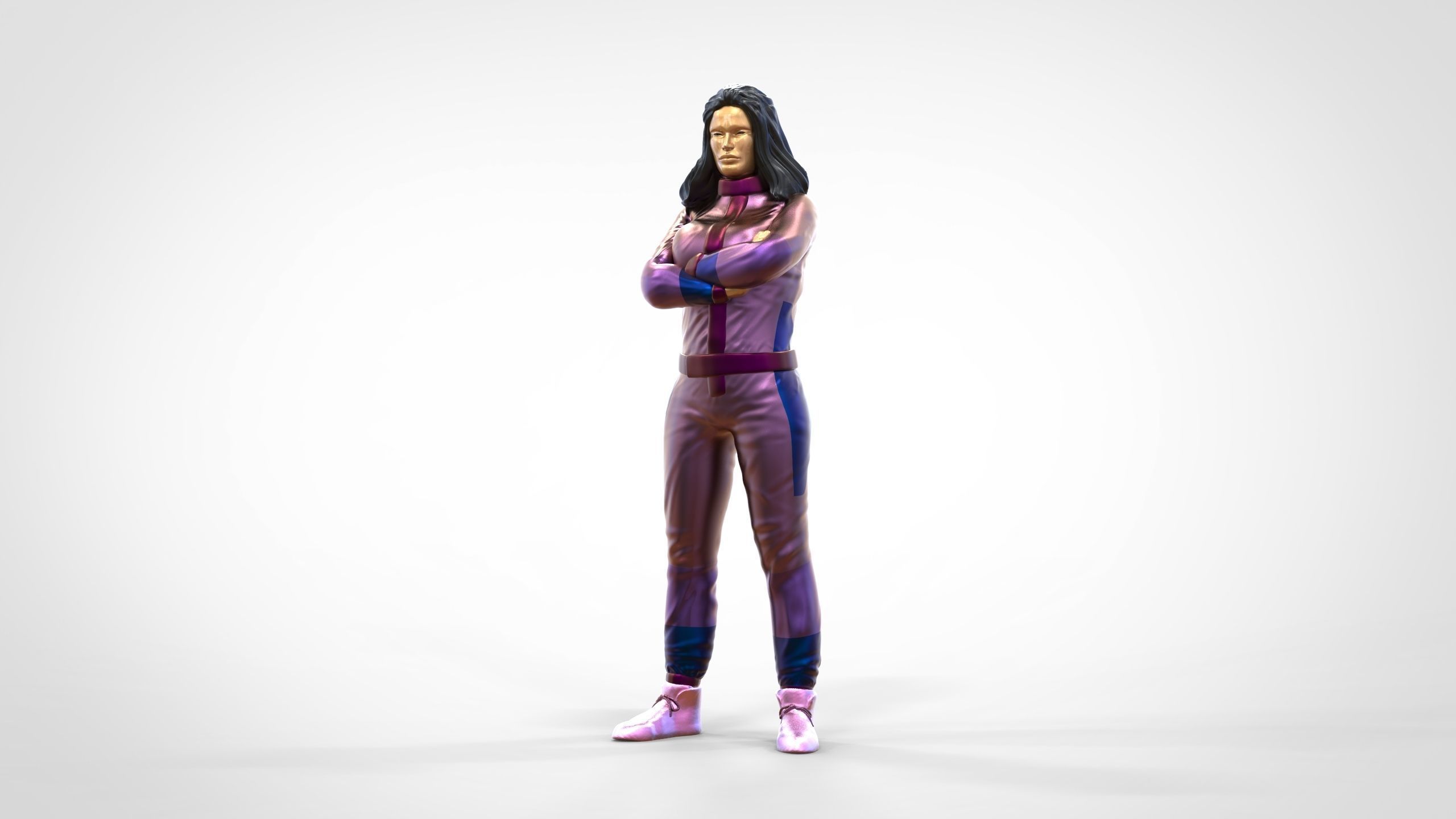 N5 Woman Race Driver Standing 3D print model_19