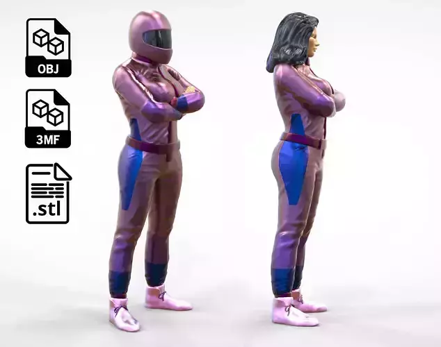 N5 Woman Race Driver Standing 3D print model