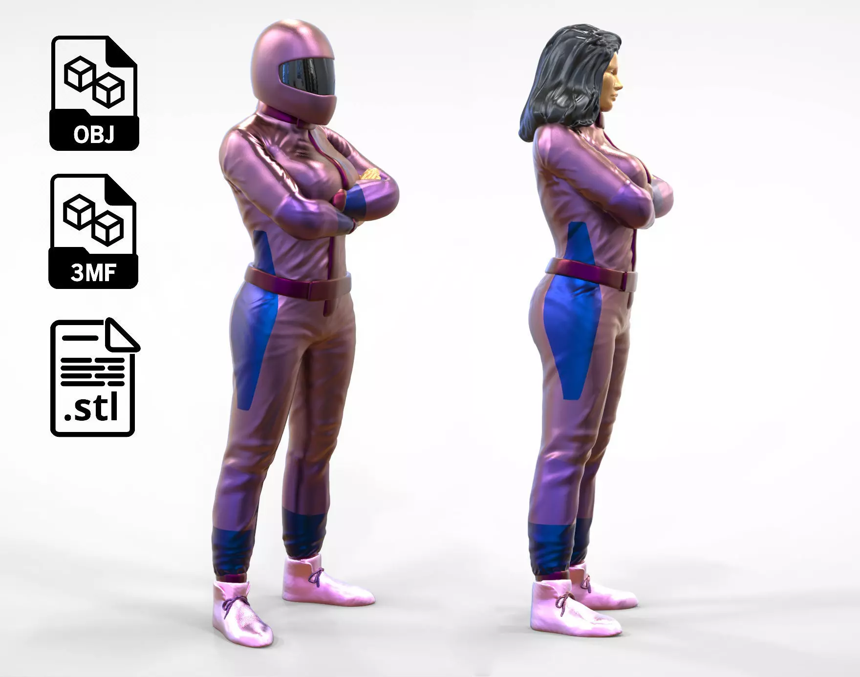 N5 Woman Race Driver Standing 3D print model_0