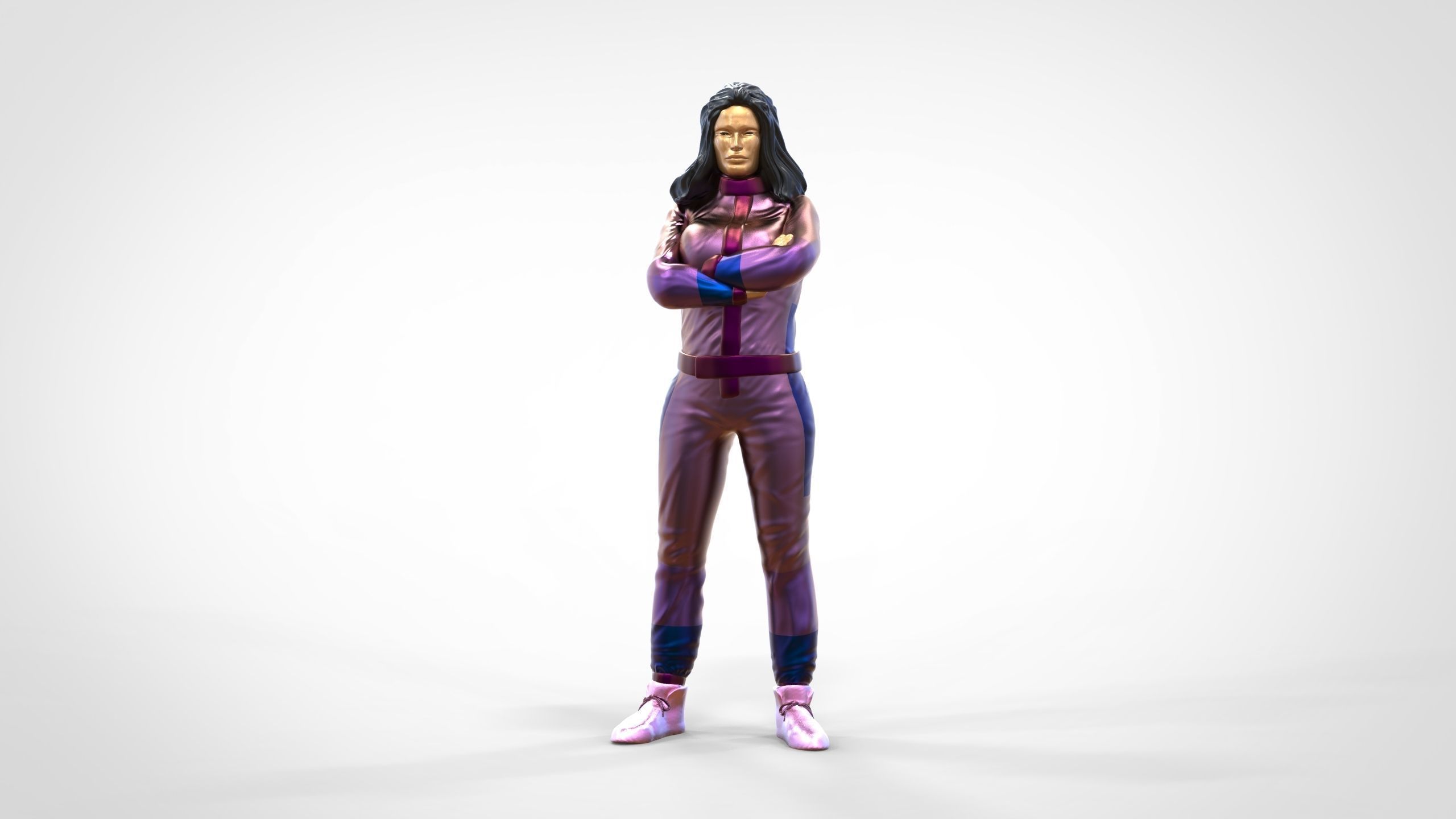 N5 Woman Race Driver Standing 3D print model_20