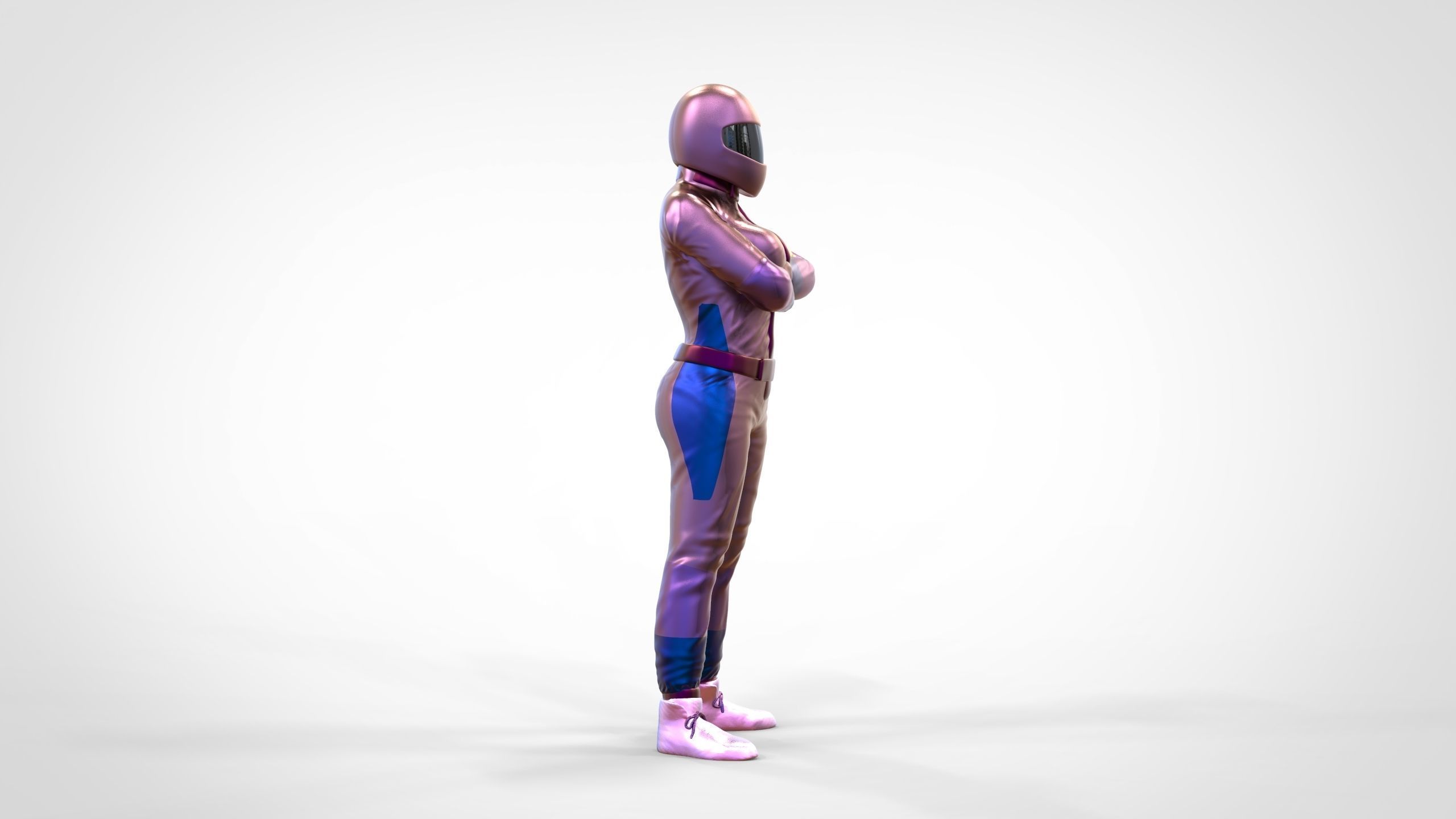N5 Woman Race Driver Standing 3D print model_36