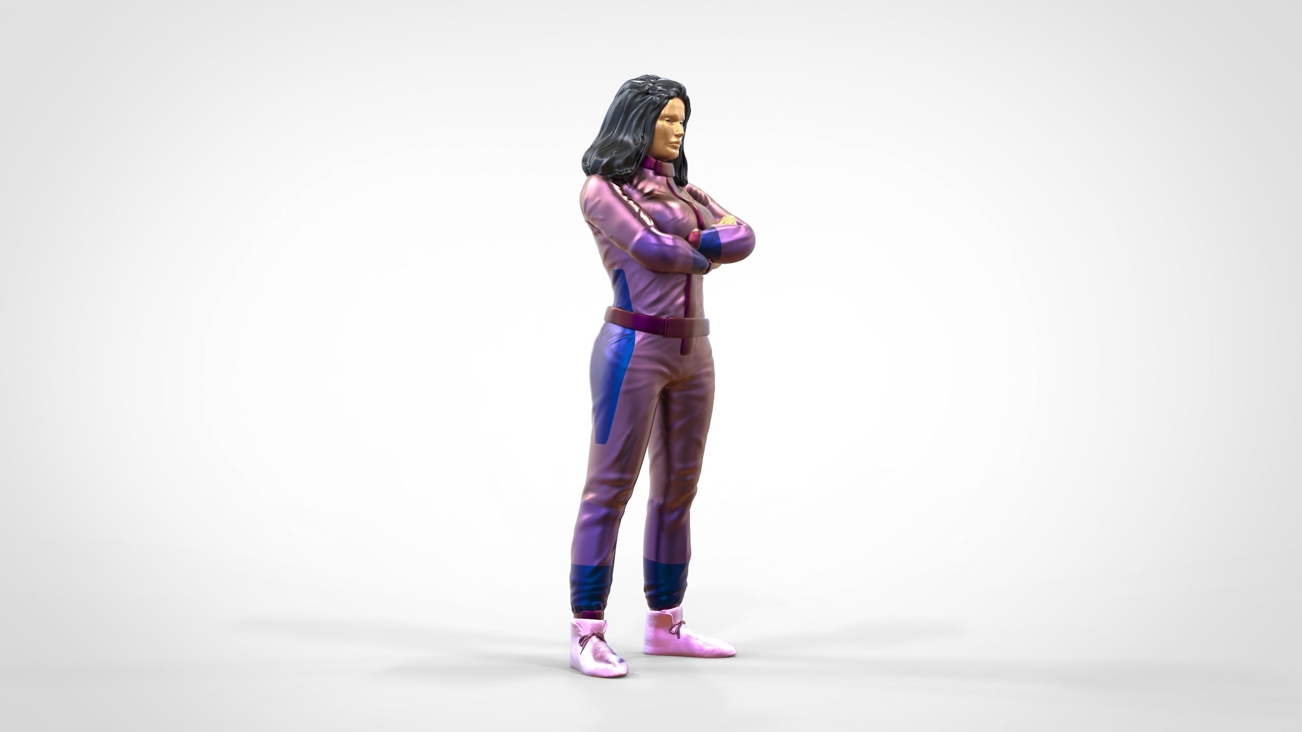 N5 Woman Race Driver Standing 3D print model_24