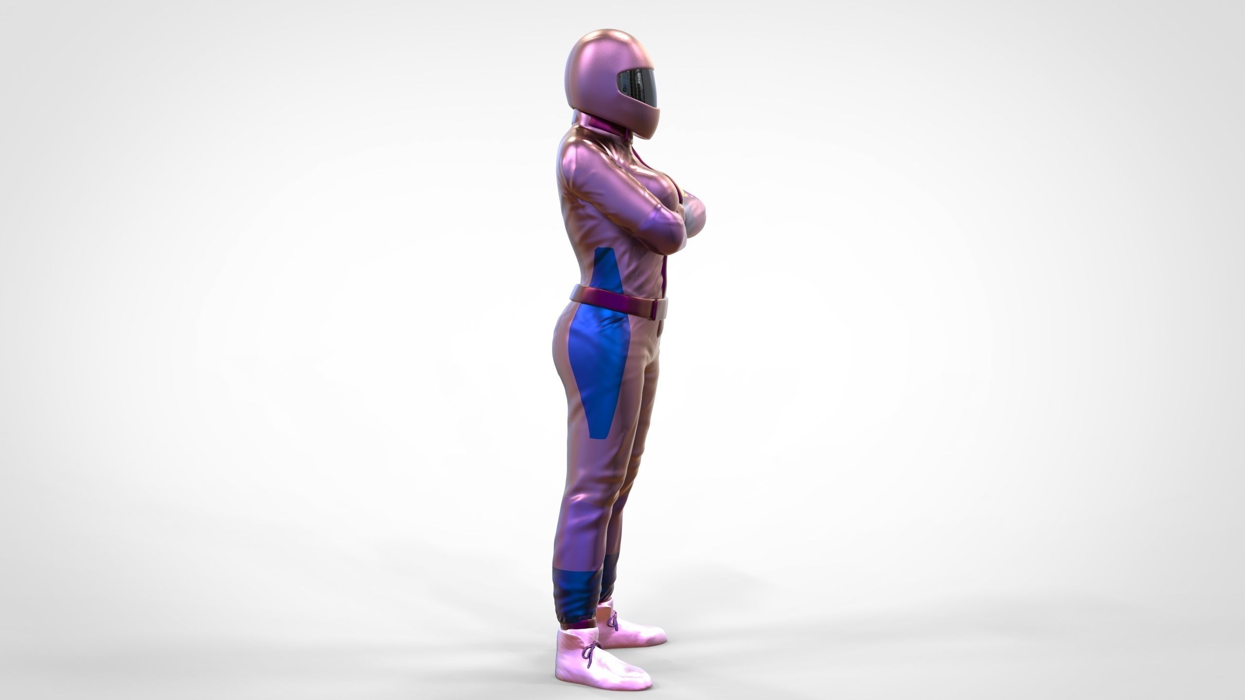 N5 Woman Race Driver Standing 3D print model_35
