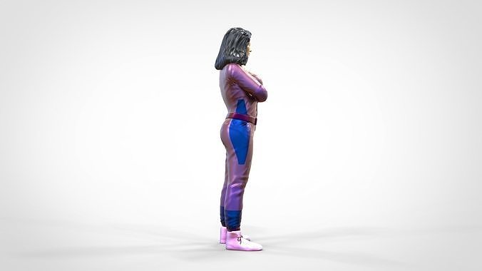 N5 Woman Race Driver Standing 3D print model 7