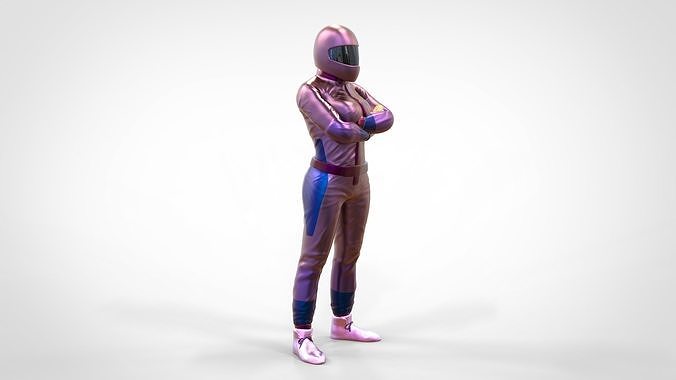 N5 Woman Race Driver Standing 3D print model 4