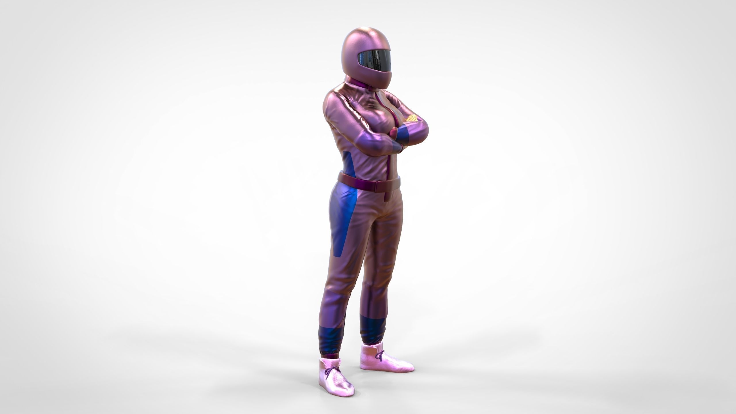 N5 Woman Race Driver Standing 3D print model_3