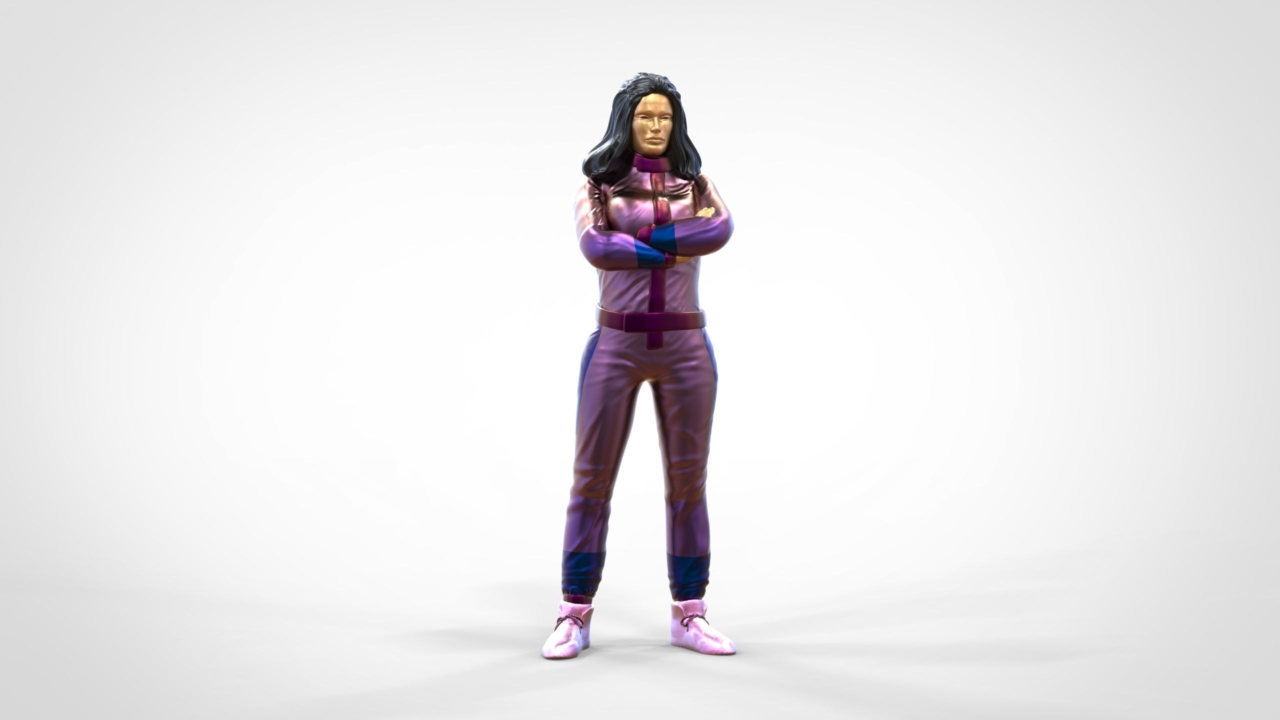 N5 Woman Race Driver Standing 3D print model_21