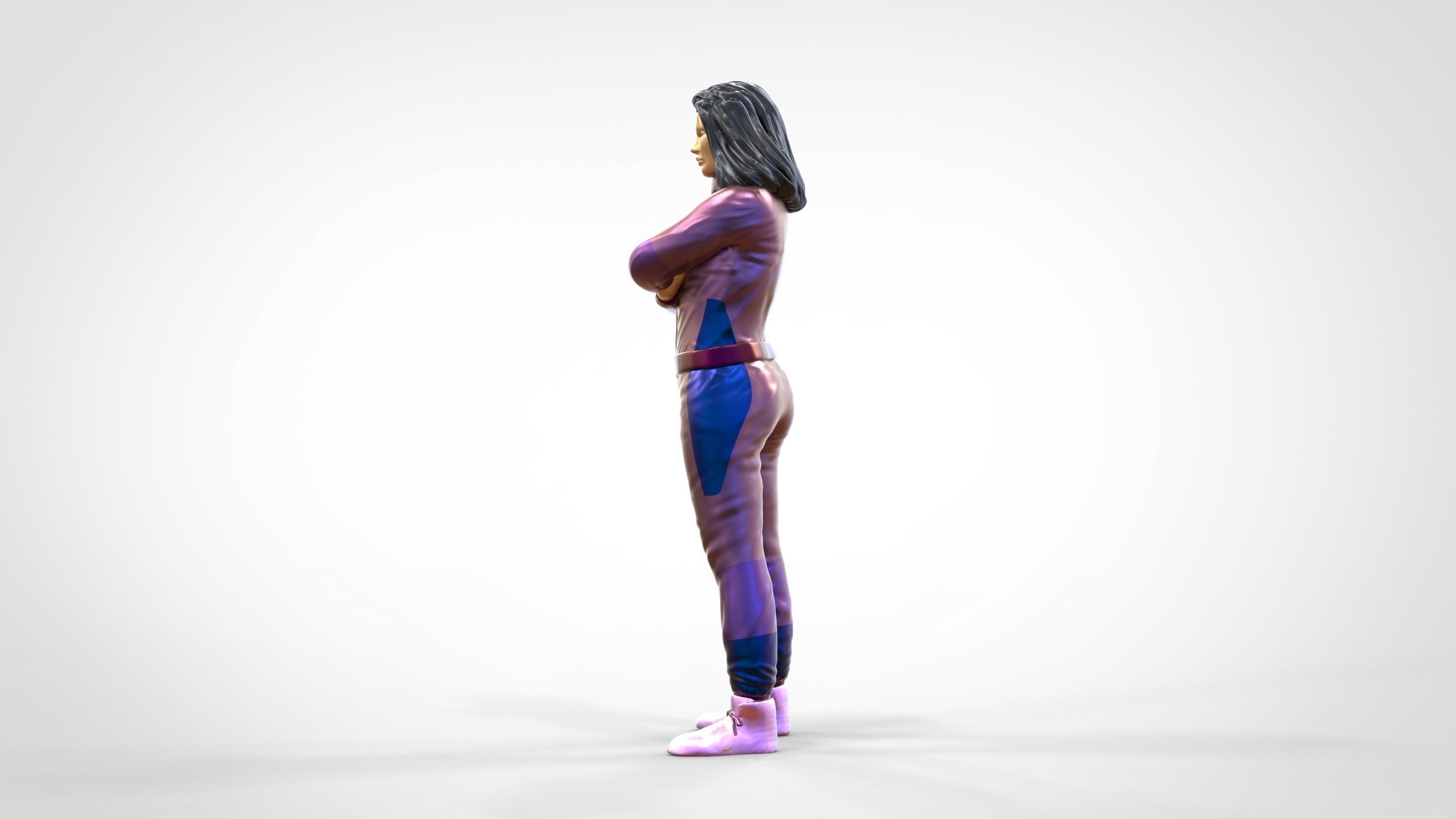 N5 Woman Race Driver Standing 3D print model_15