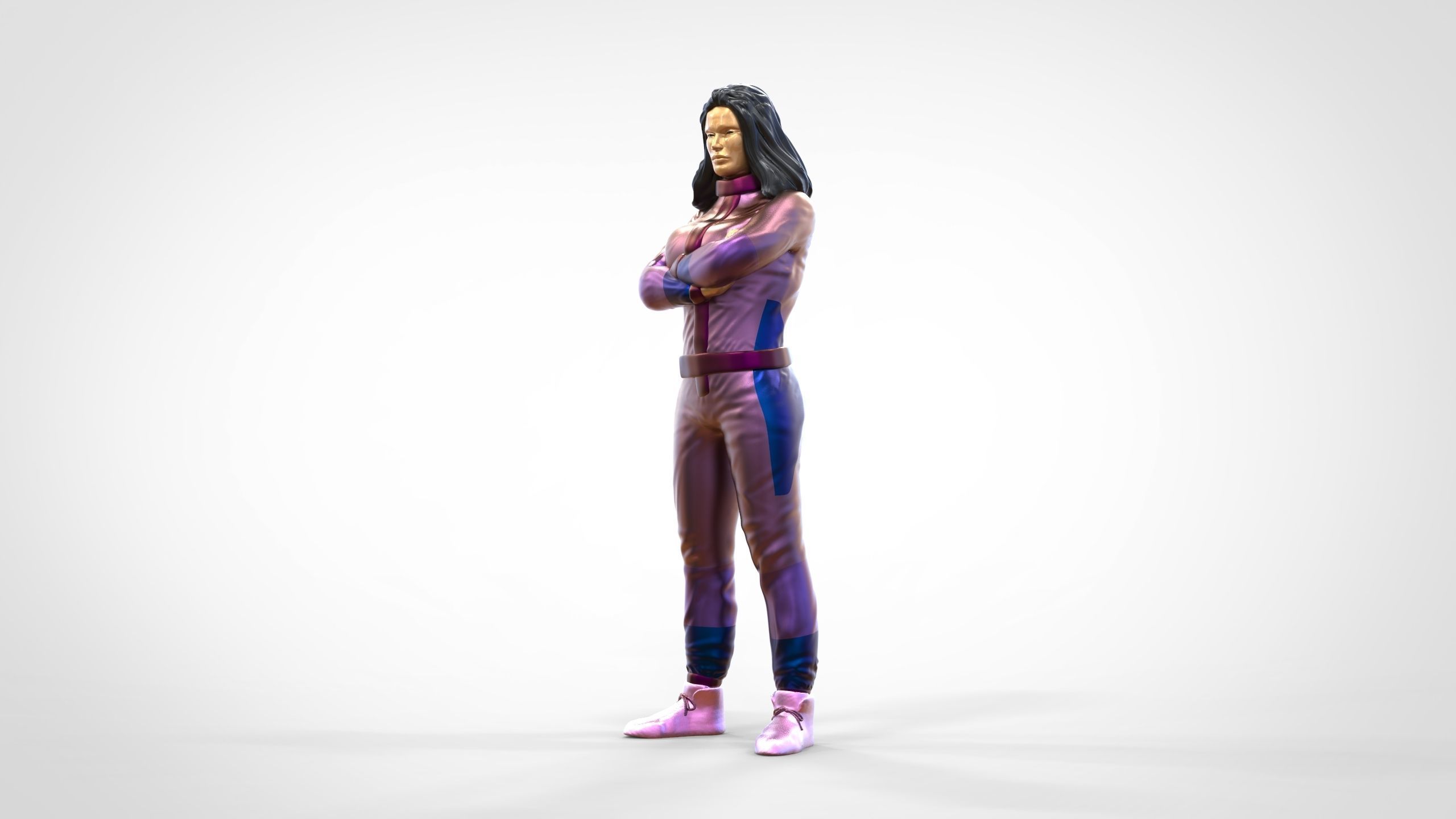 N5 Woman Race Driver Standing 3D print model_18