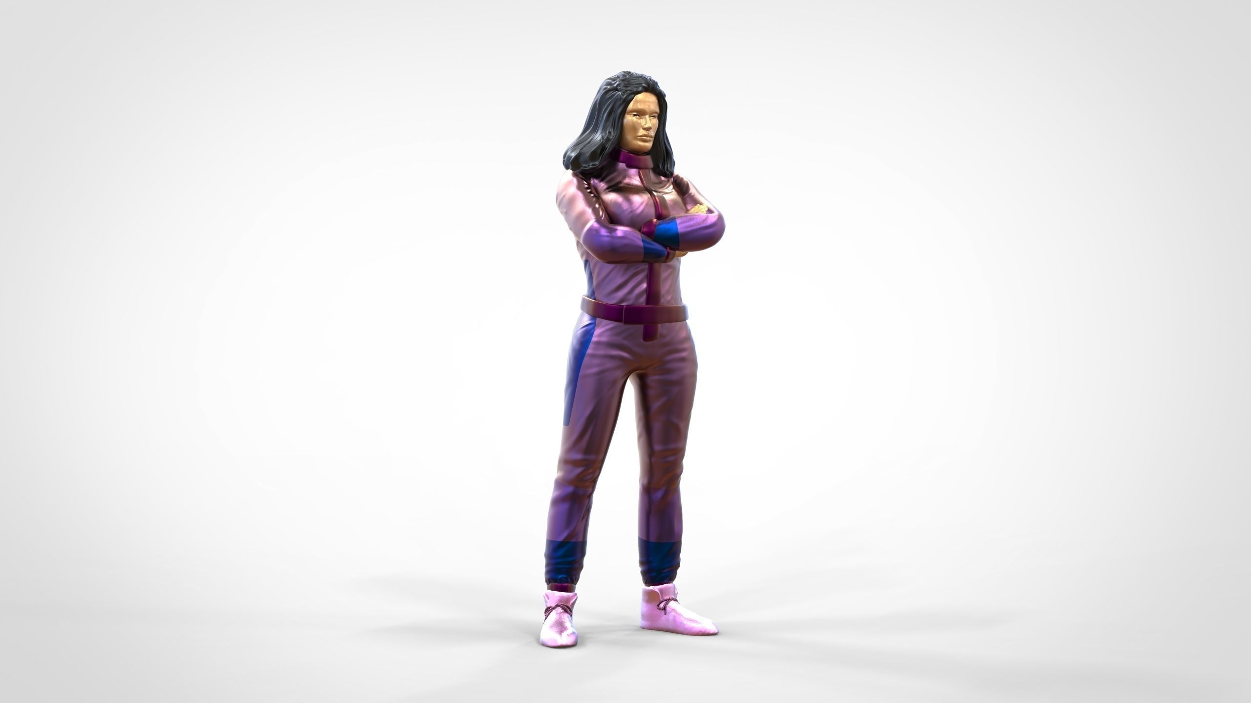 N5 Woman Race Driver Standing 3D print model_22