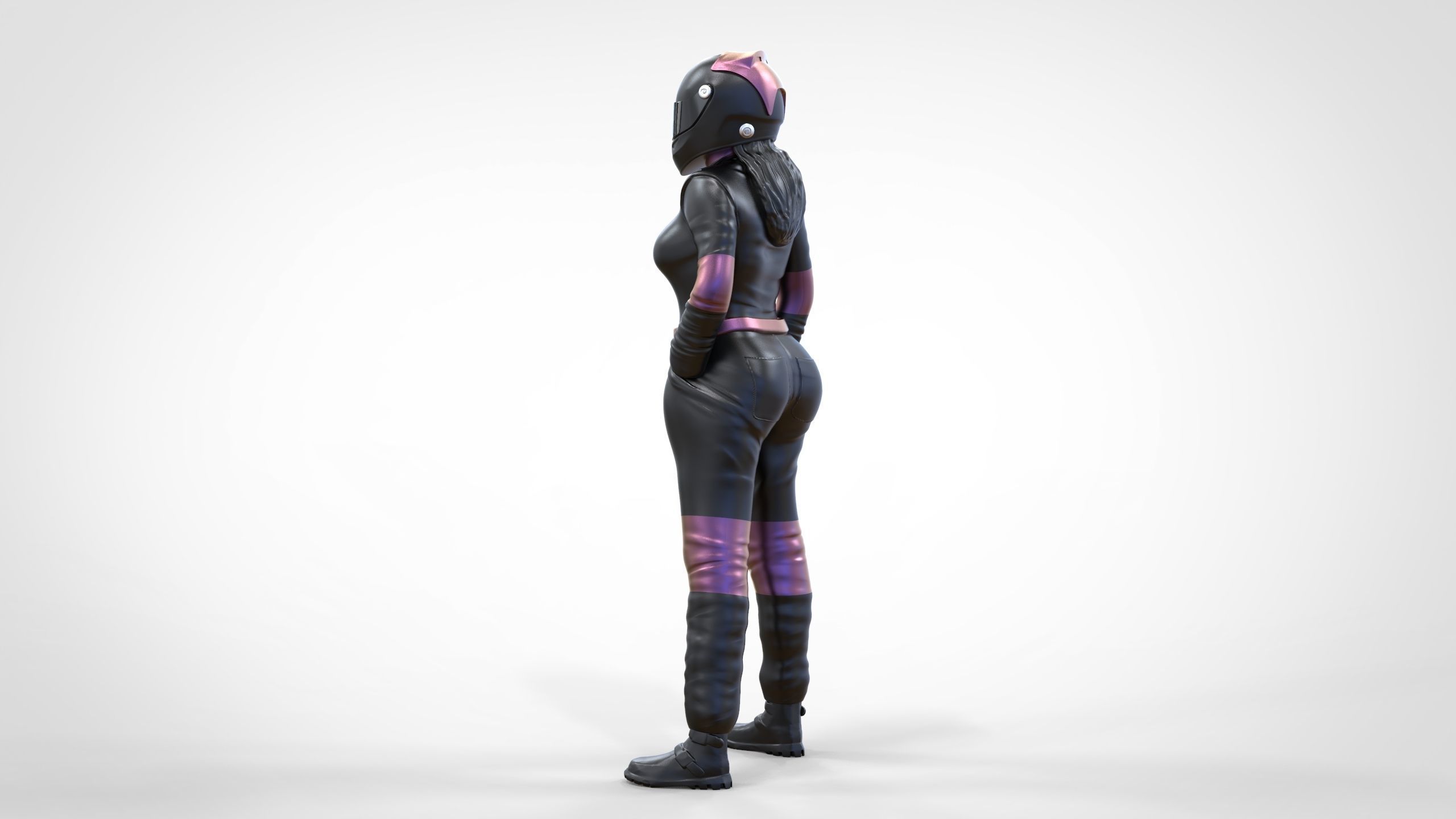 N6 Woman Race Driver Standing 3D print model_51
