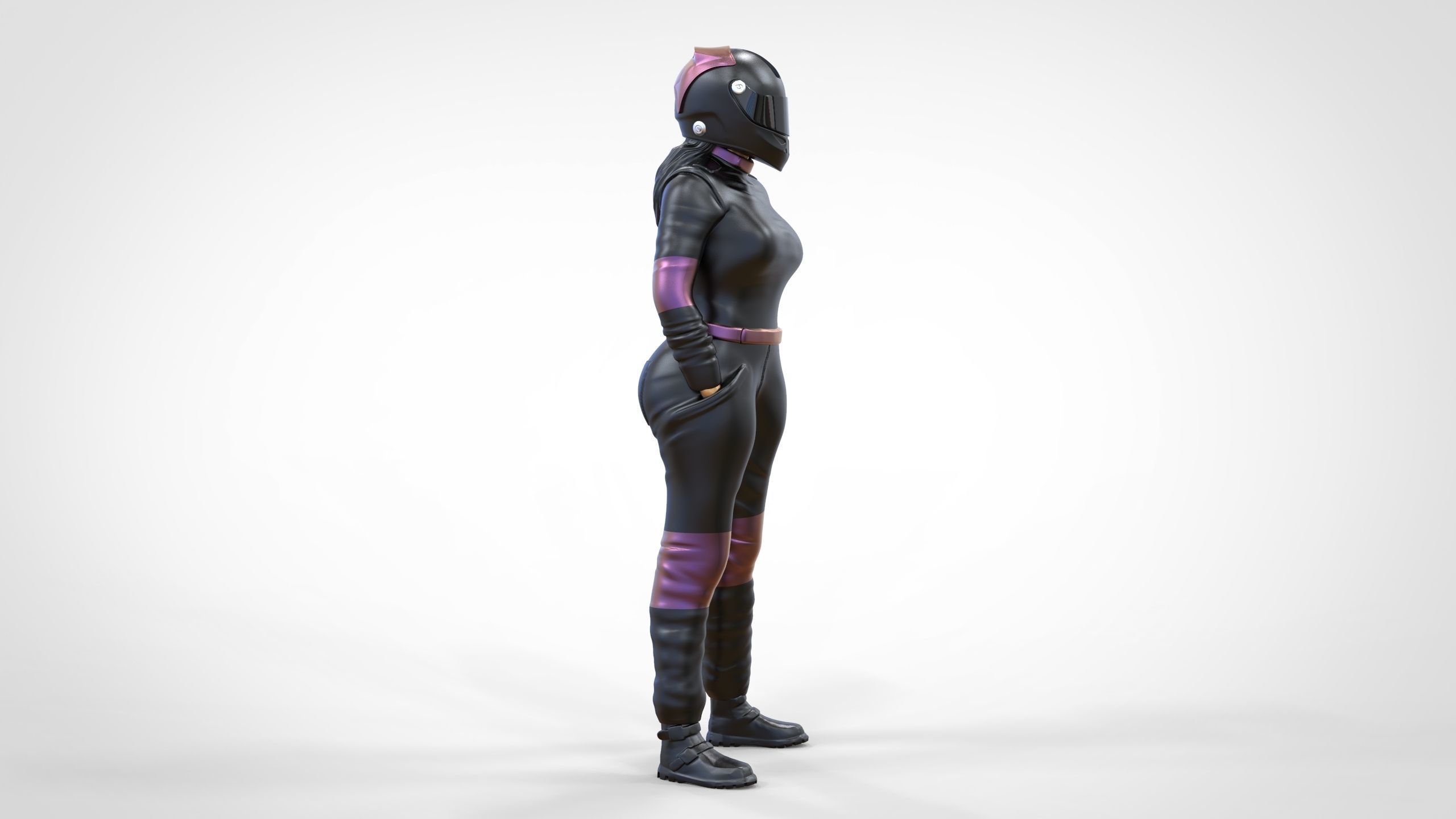N6 Woman Race Driver Standing 3D print model_50