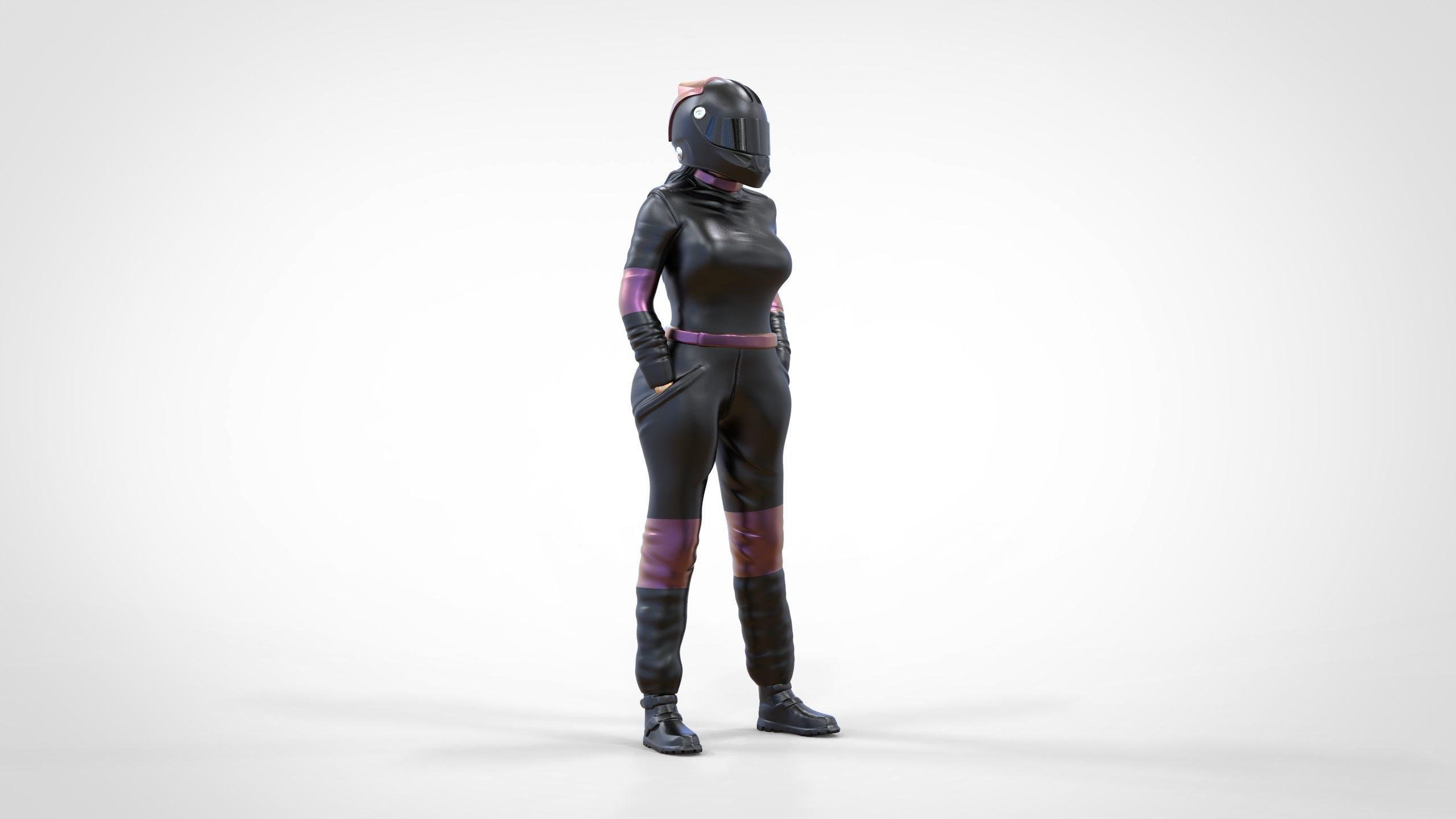 N6 Woman Race Driver Standing 3D print model_13