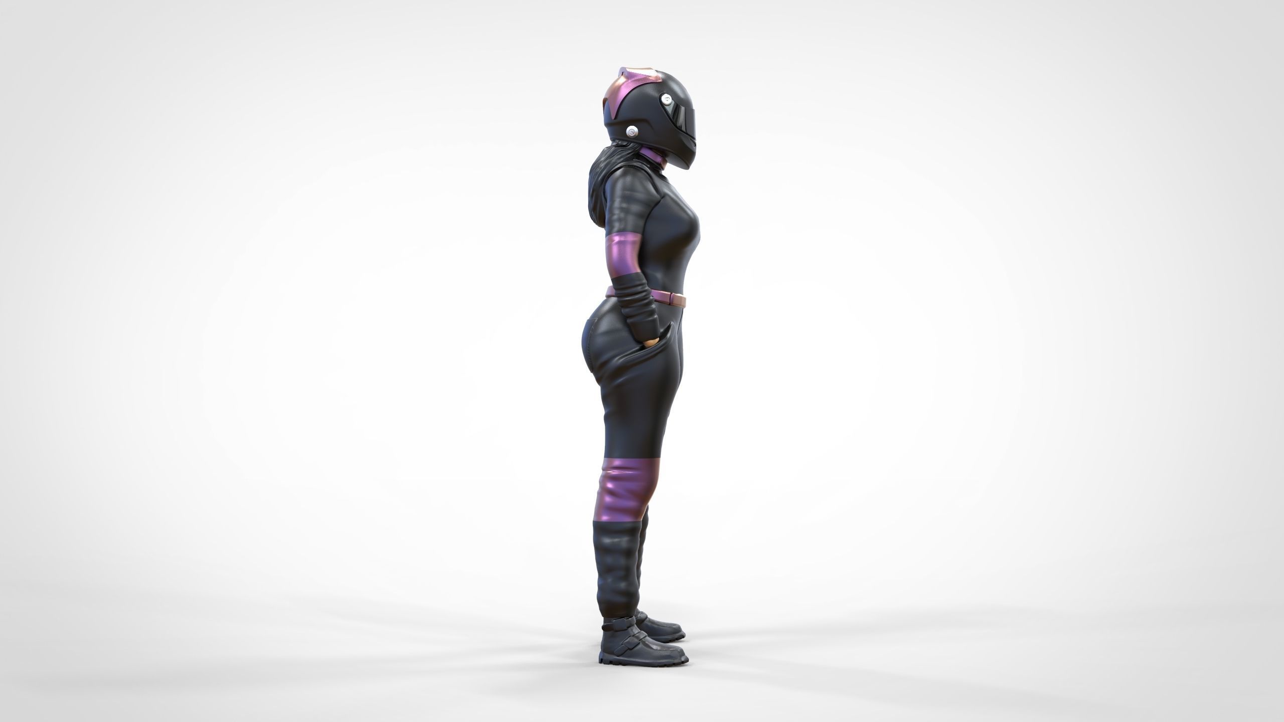N6 Woman Race Driver Standing 3D print model_23