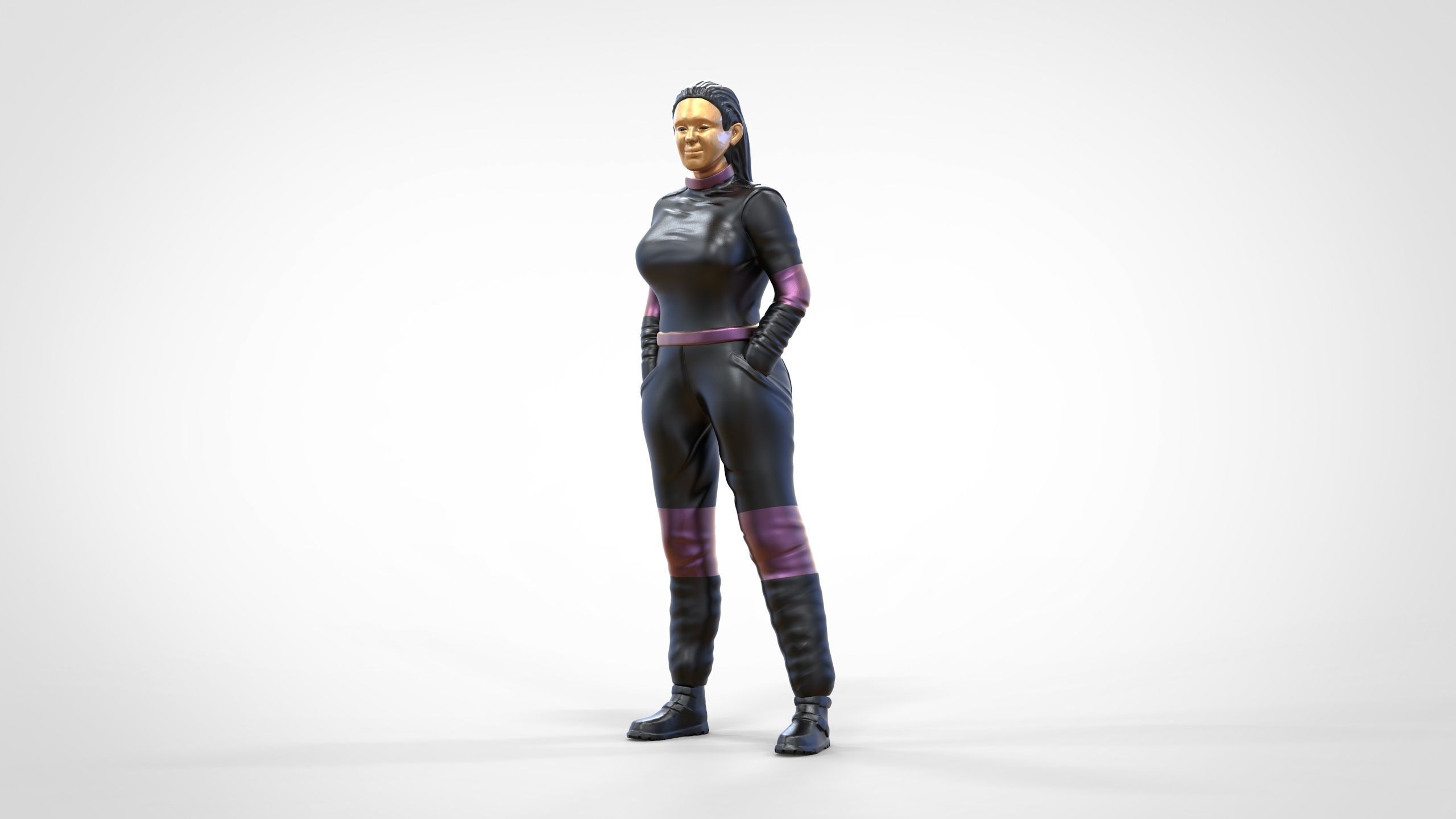 N6 Woman Race Driver Standing 3D print model_29