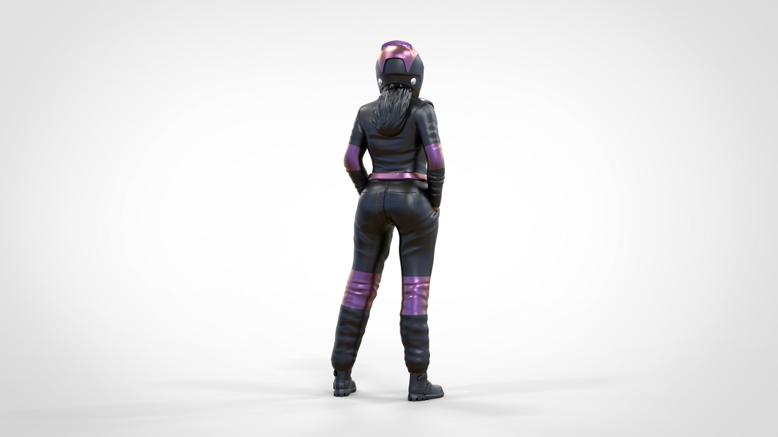 N6 Woman Race Driver Standing 3D print model_35