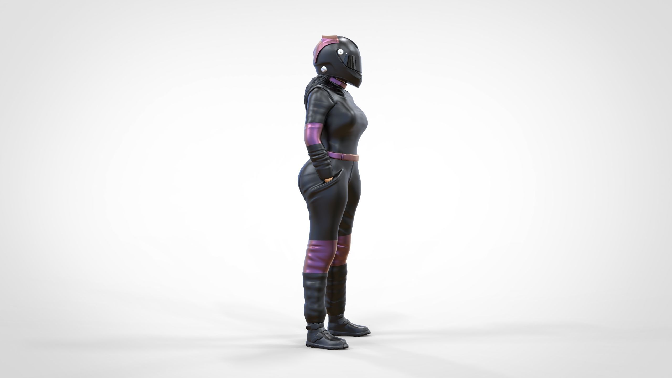 N6 Woman Race Driver Standing 3D print model_12