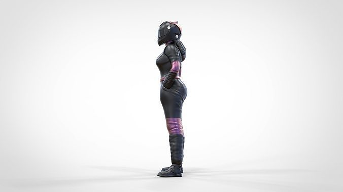 N6 Woman Race Driver Standing 3D print model 5