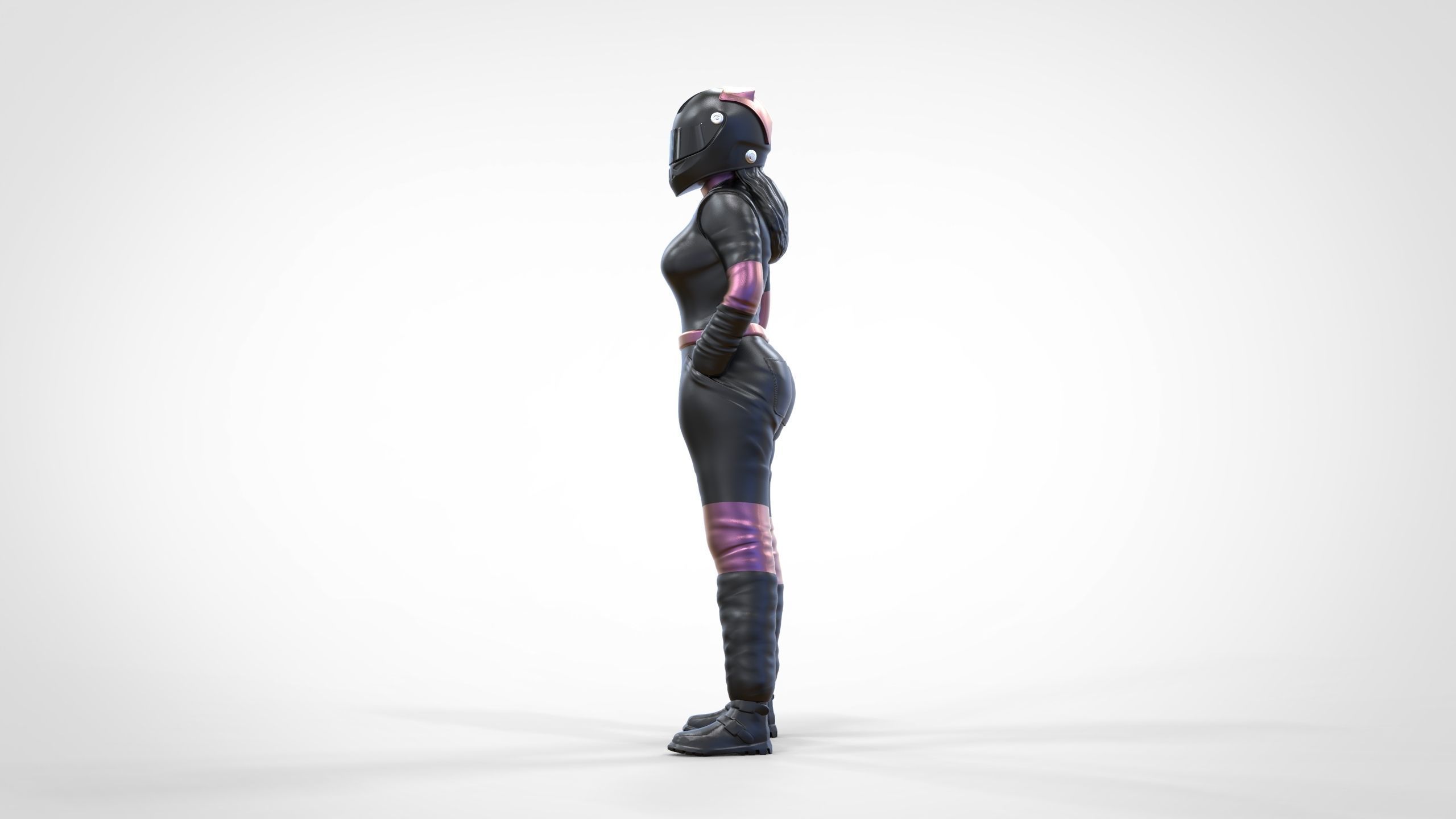 N6 Woman Race Driver Standing 3D print model_4